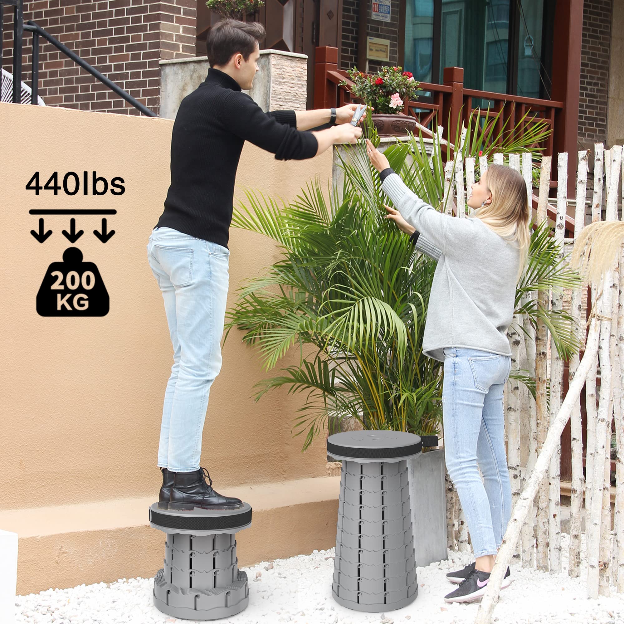 Tabouret Pliant Portable ALEVMOOM Avec Coussin - Charge 200 Kg - Hauteur Réglable 6-45 Cm - Pour Camping, Pêche, Extérieur