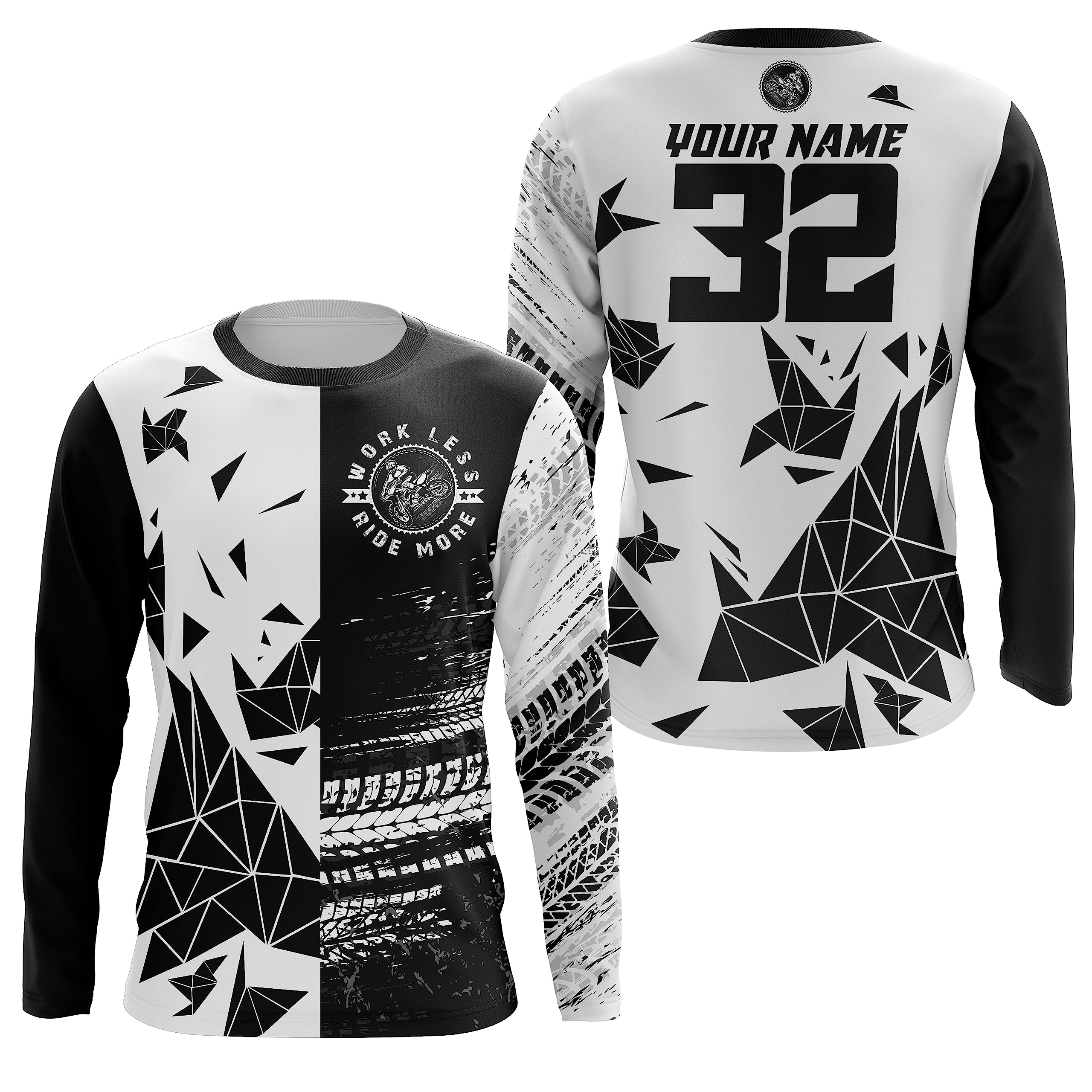 Custom Racing Jersey UPF30+ Freepom Motocross Shirt Off-Road Youth & Adult Dirt Bike Long Sleeves Motorcycle XM02 (Adult Jersey)