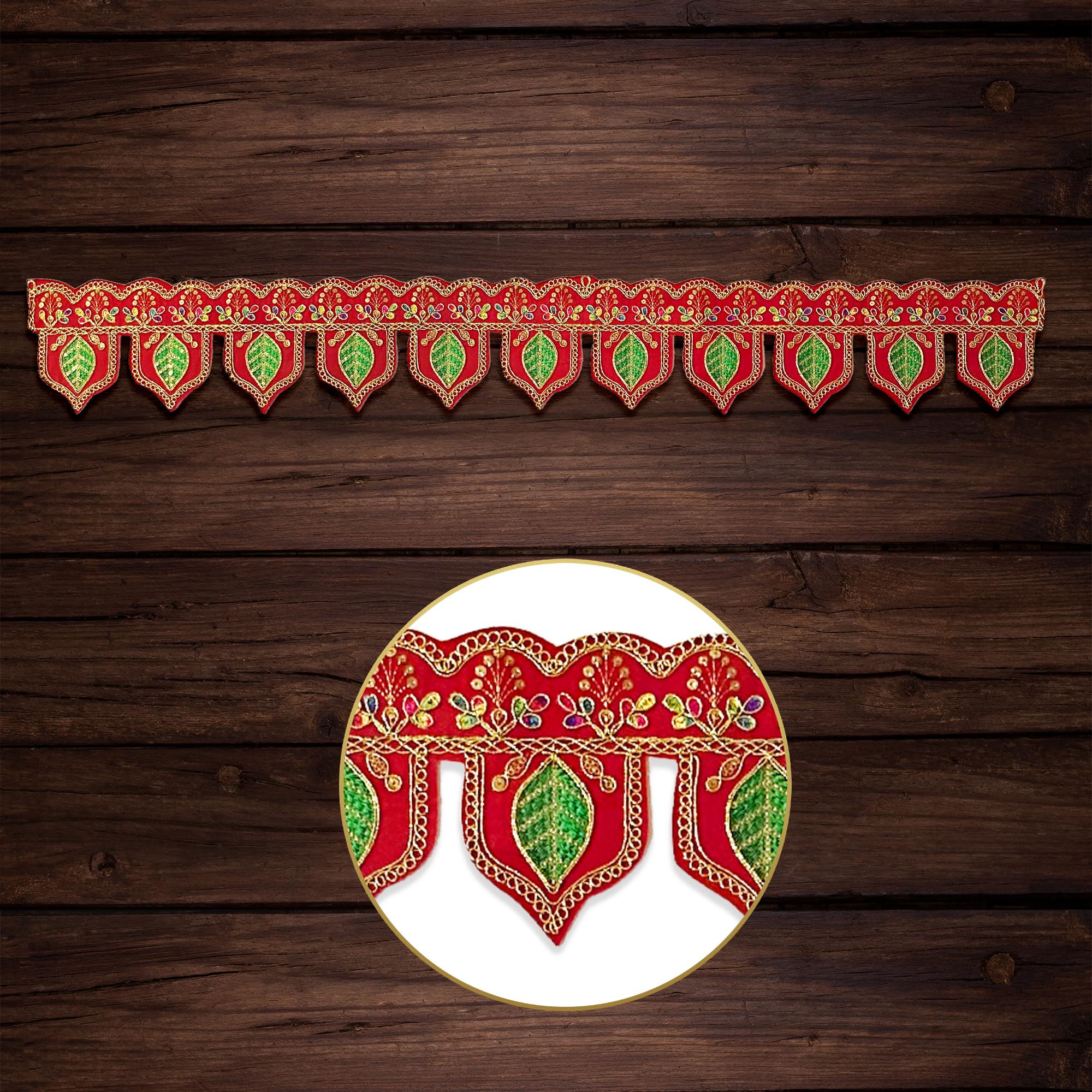 Shivam Handicraft Fabric Door Toran | Leaf toran | Traditional Art Handmade Bandarwal for Home| Puja Home Hangings Decoration| All Festival and Marriage Decoration, thoranam, torana 2