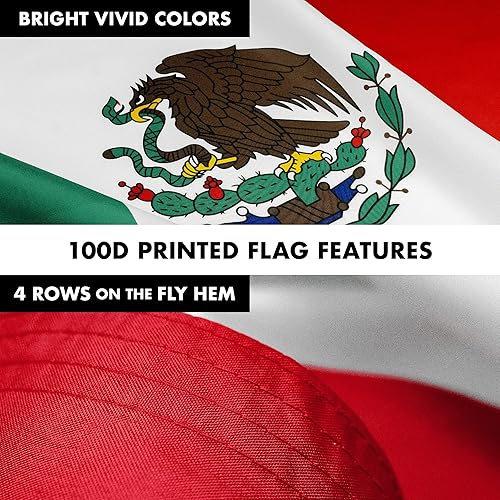 Miniatura 5 de G128 Paquete combinado asta de bandera giratoria de aluminio de 6 pies (plateado) y bandera mexicana de México de 3 x 5 pies, serie LiteWeave