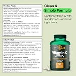Vitamin C – 180 Capsules, 1000mg High-Potency Formula for Immune Support, Collagen & Tissue Health, Antioxidant Protection, Pure Vit C Supplement, Vegan, Non-GMO, Canadian Made