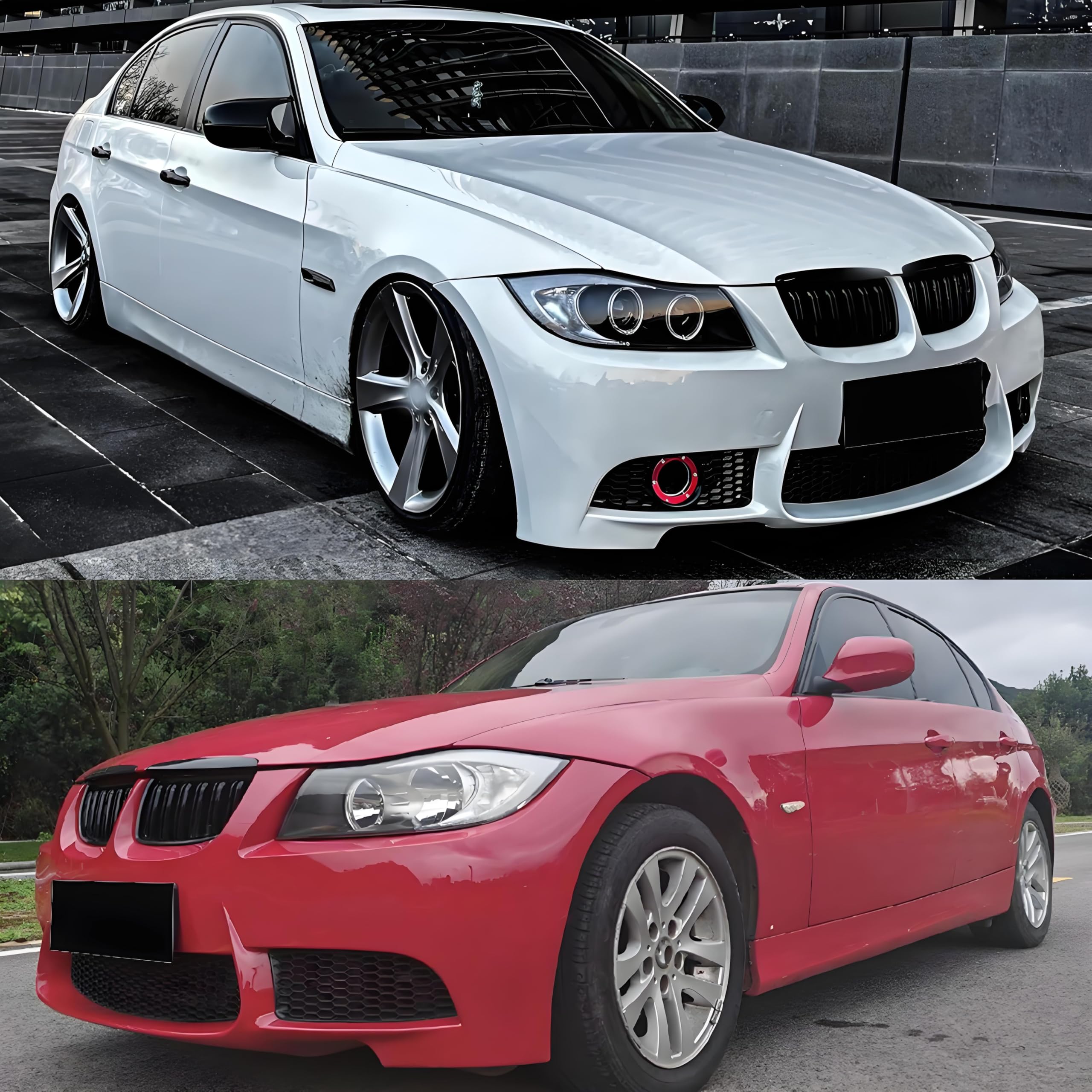 E90 E91 Nieren Schwarz - Kühlergrill - Passend für BMW 3er E90 E91 2005-2008 - Doppelsteg Nieren Sport Grill (For 3er E90 2005-2008)