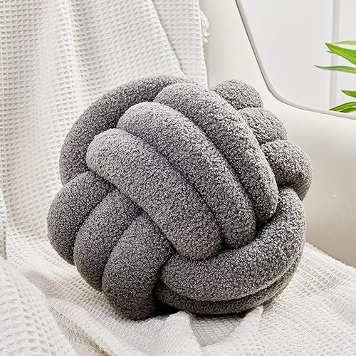 Miniatura 108 de Uvvyui Bola de almohada de nudo, almohadas decorativas suaves para el hogar, almohada redonda, almohada de felpa anudada hecha a mano, cojín redondo