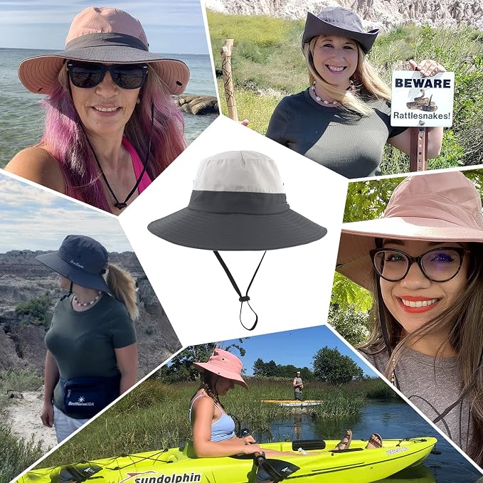 Sombrero de verano para mujer con ala ancha y protección UV miniatura 7