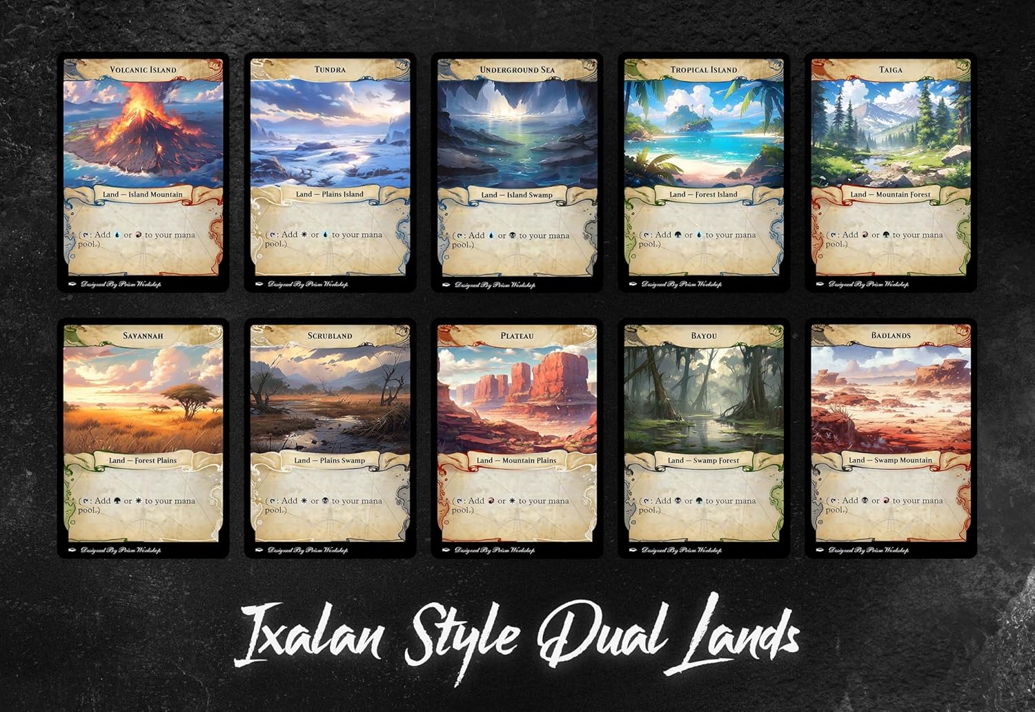 Proxy Cards for Magic the Gathering, Alternative Custom Art DIY Cards, Ixalan Sytle Dual Lands, Normal