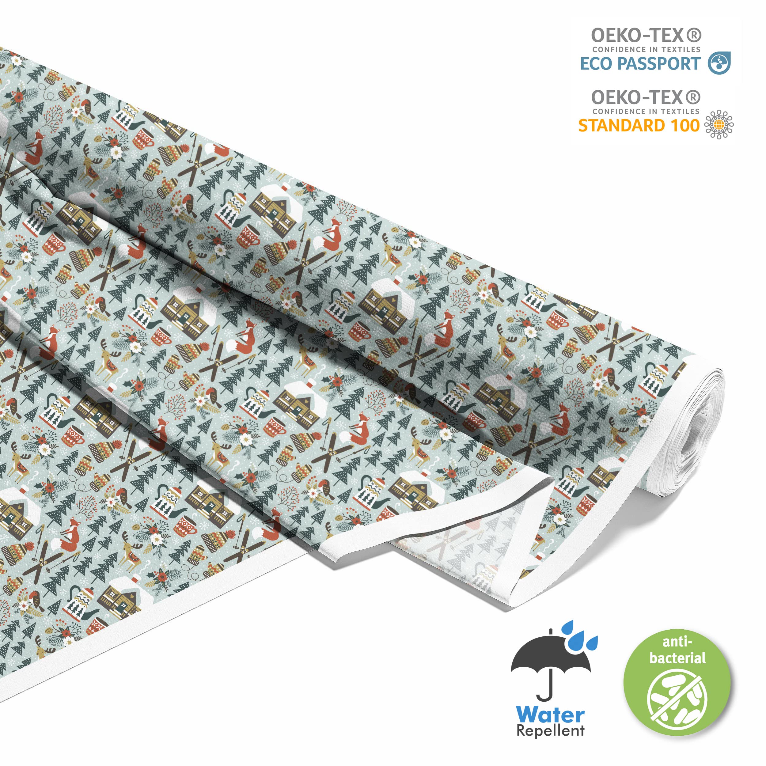 HEKO PANELS Stoff Oxford Wasserdichte Meterware Canvas-Stoff Polyester Stoff Zum Nähen Nähstoffe Möbelstoffe Dekostoffe Handwerken Wasserabweisend Blickdicht Winter 5 Meter 155 x 500 cm
