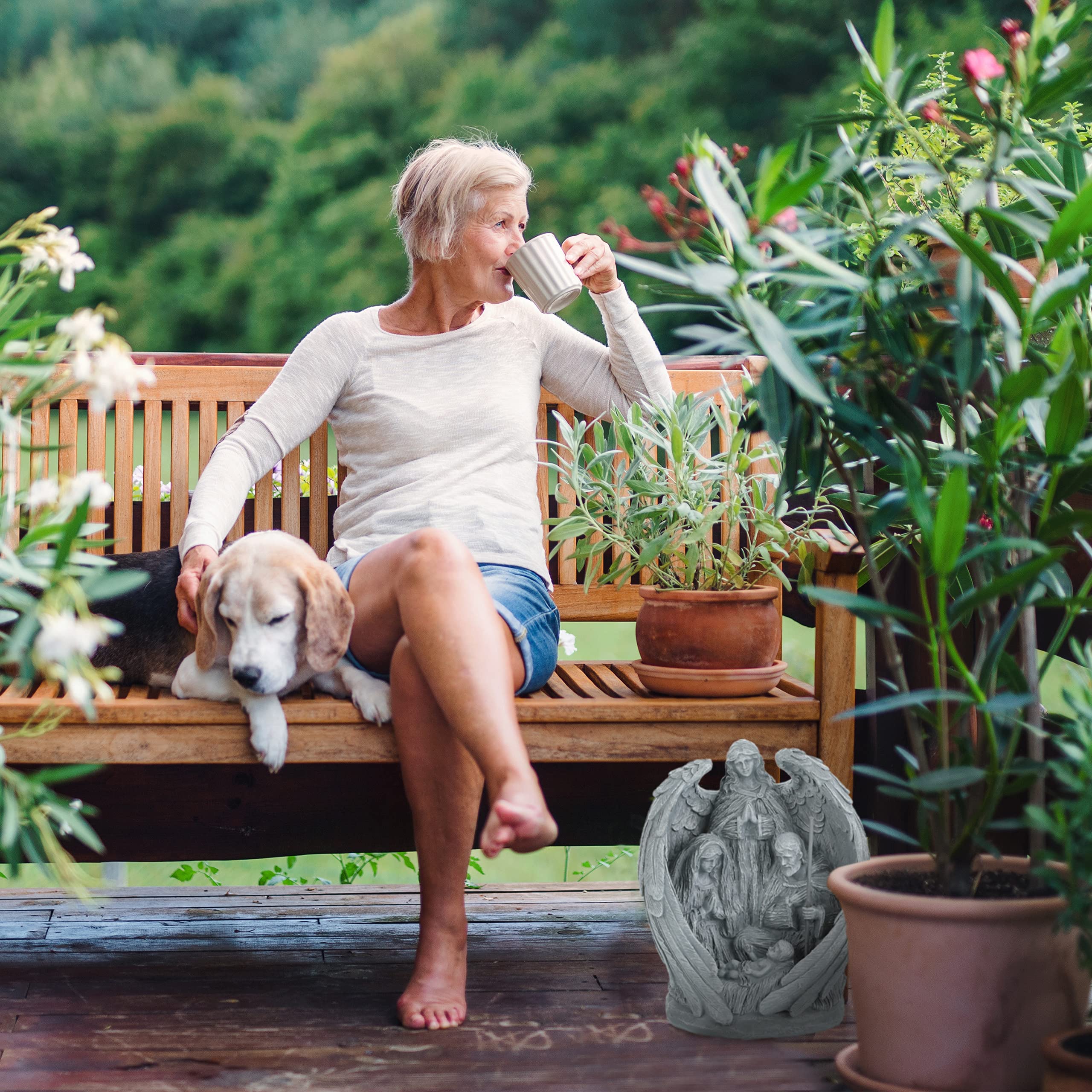 Relaxdays Grabengel Mit Buch - Weißer Gedenkstein 10x20x20cm