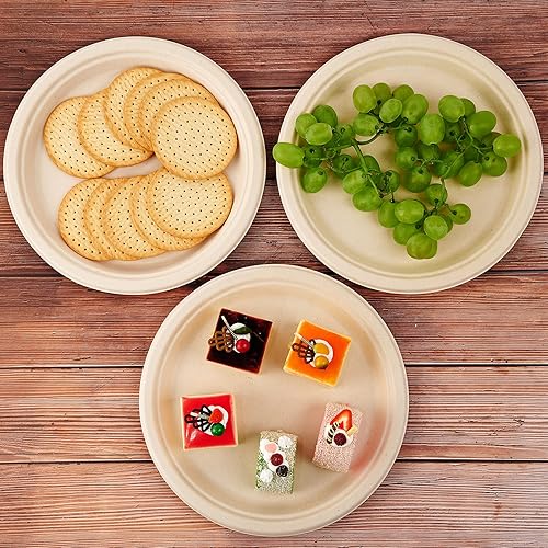 Miniatura 8 de Vplus Paquete de 150 platos de papel de 10 pulgadas y 200 cuencos de papel de 12 onzas, súper fuertes, 100% bagazo, natural, biodegradable,