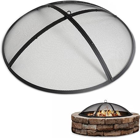 SUNCREAT Outdoor Fire Pit Spark Screen Cover Accessory, 40 Inch Patio Round Fire Mesh Screen Guard, Heavy Duty Steel Firepit Ember Lid, 40 Inch