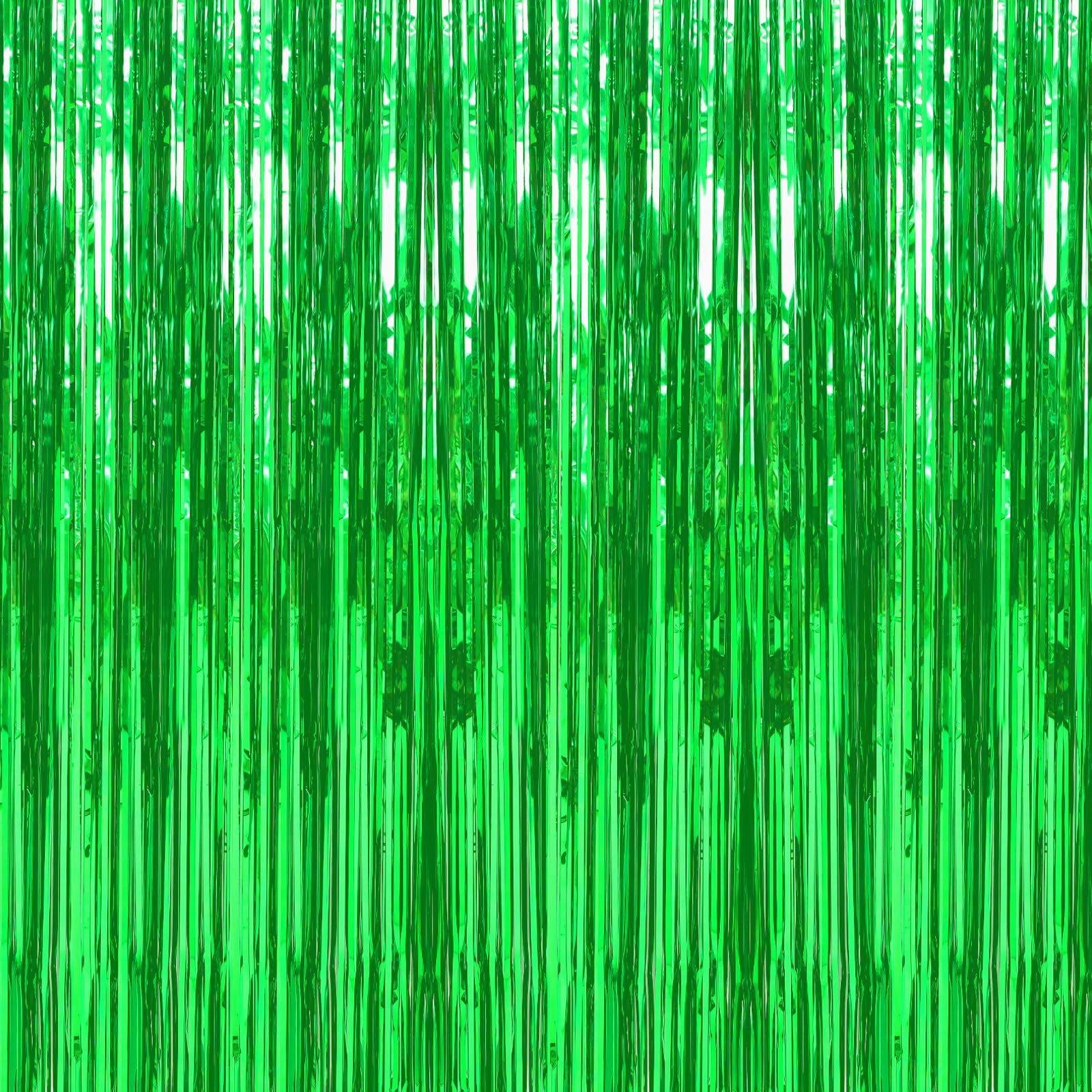 Crosize 8 Pack Green Streamers Backdrop, 3.3 x 9.9 ft, Party Decorations | Tinsel Curtain, Birthday Decorations, Halloween Decorations, Door Streamers, Tinsel Photo Backdrop,Christmas Decorations