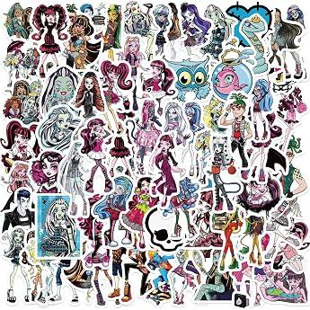 Monster High Sticker Pack of 70 Monster High Sticker Set Waterproof Vinyl Stickers for Laptop Children Cars Motorcycle Bicycle Skateboard Luggage Suitcase Computer Sticker Graffiti Decal