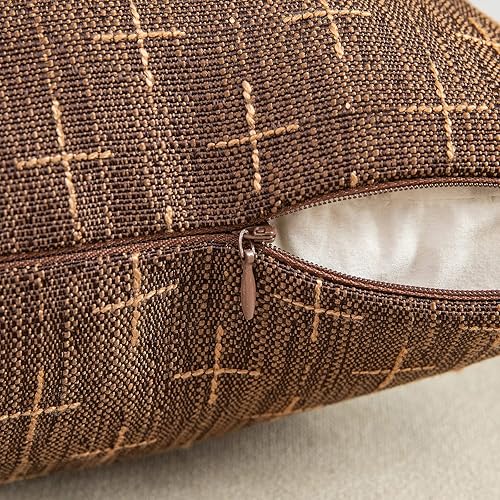 Miniatura 3 de MIULEE Paquete de 2 fundas de almohada decorativas de lino de arpillera, fundas de almohada modernas de estilo rústico tejido con textura para sofá