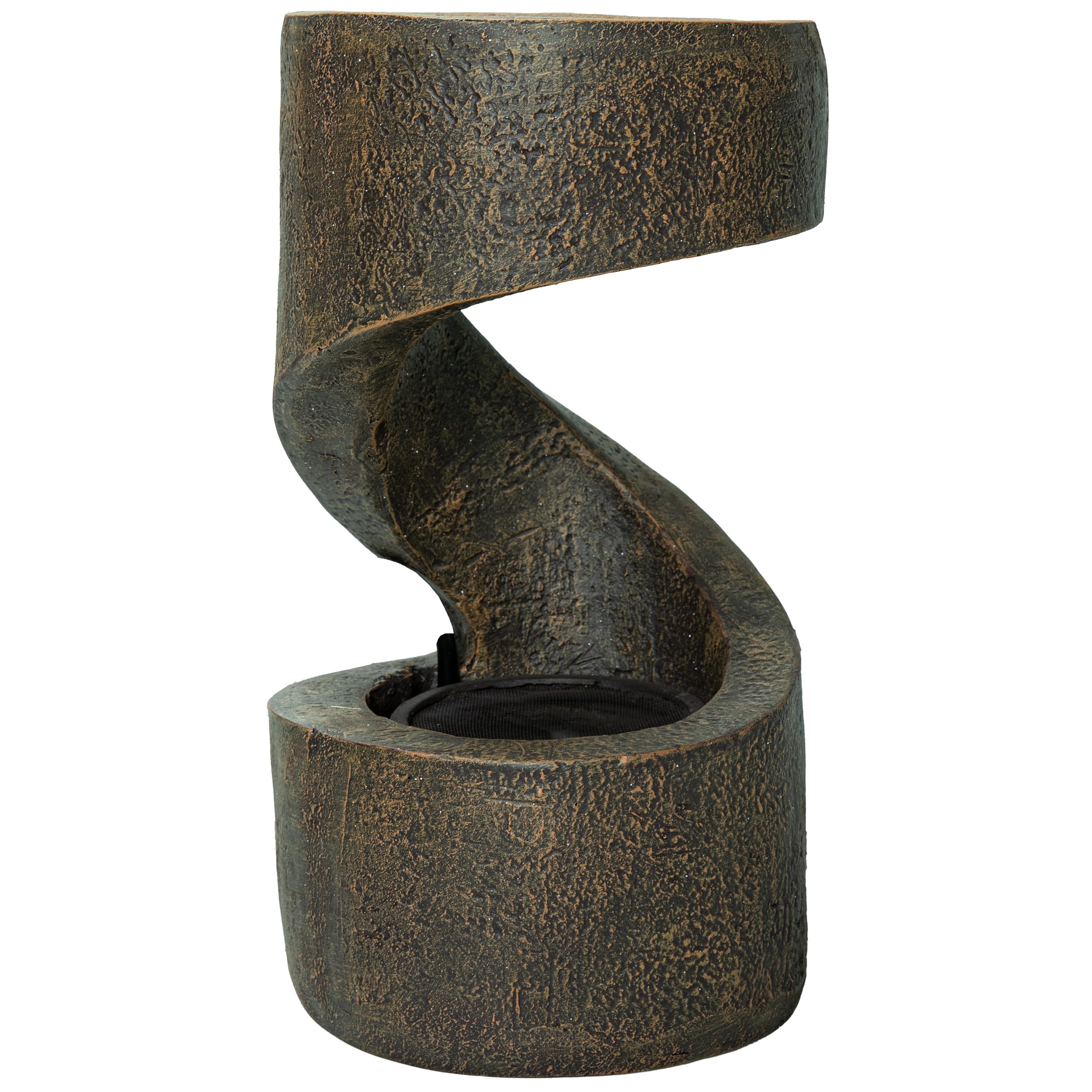 Sunnydaze 14" Winding Showers Tabletop Fountain with LED Lights, Brown