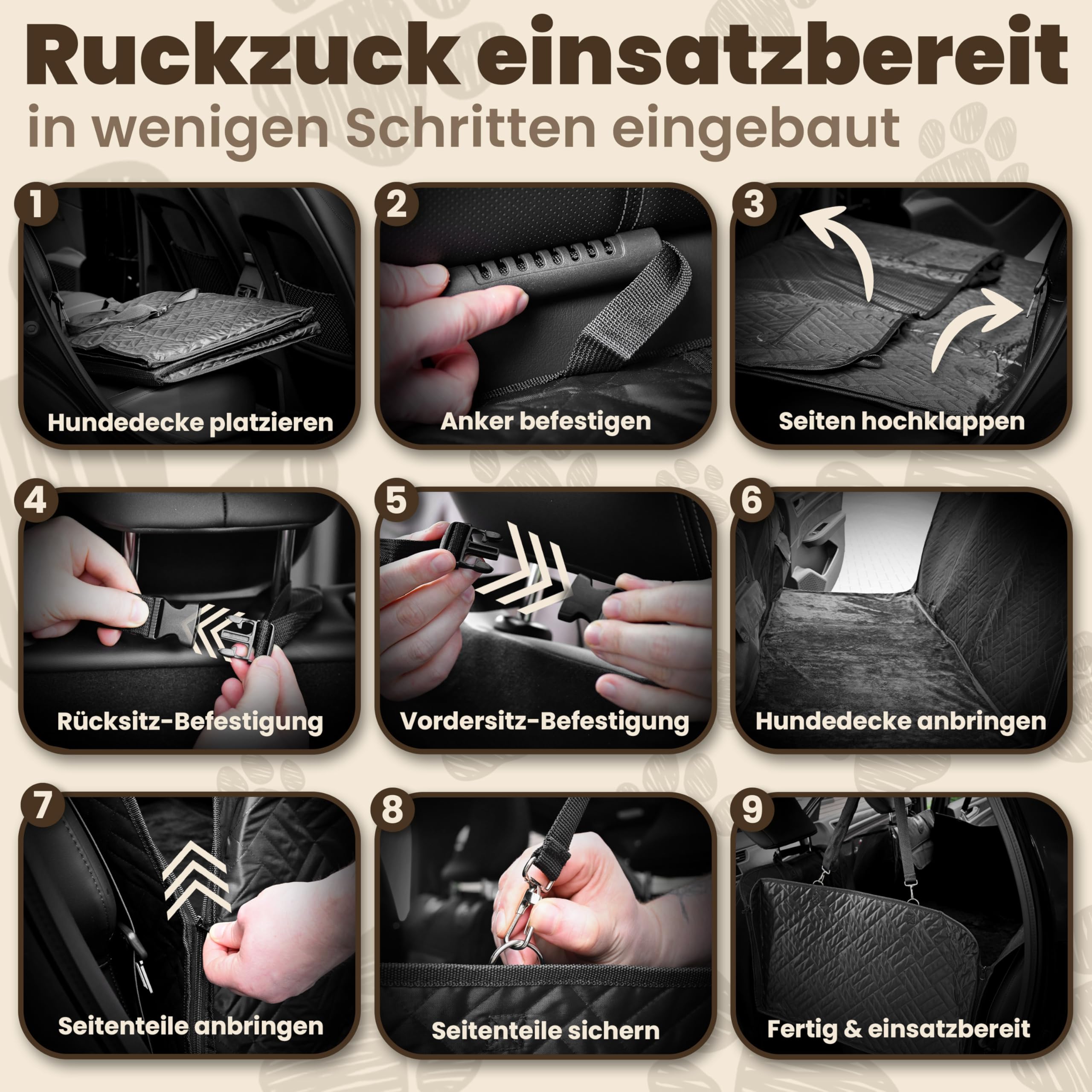 Hundedecke Auto Rückbank – Innovative Autoschondecke mit festem Boden zur Rücksitz-Erweiterung – Universell passend – Abnehmbare, gemütliche Decke für Hunde
