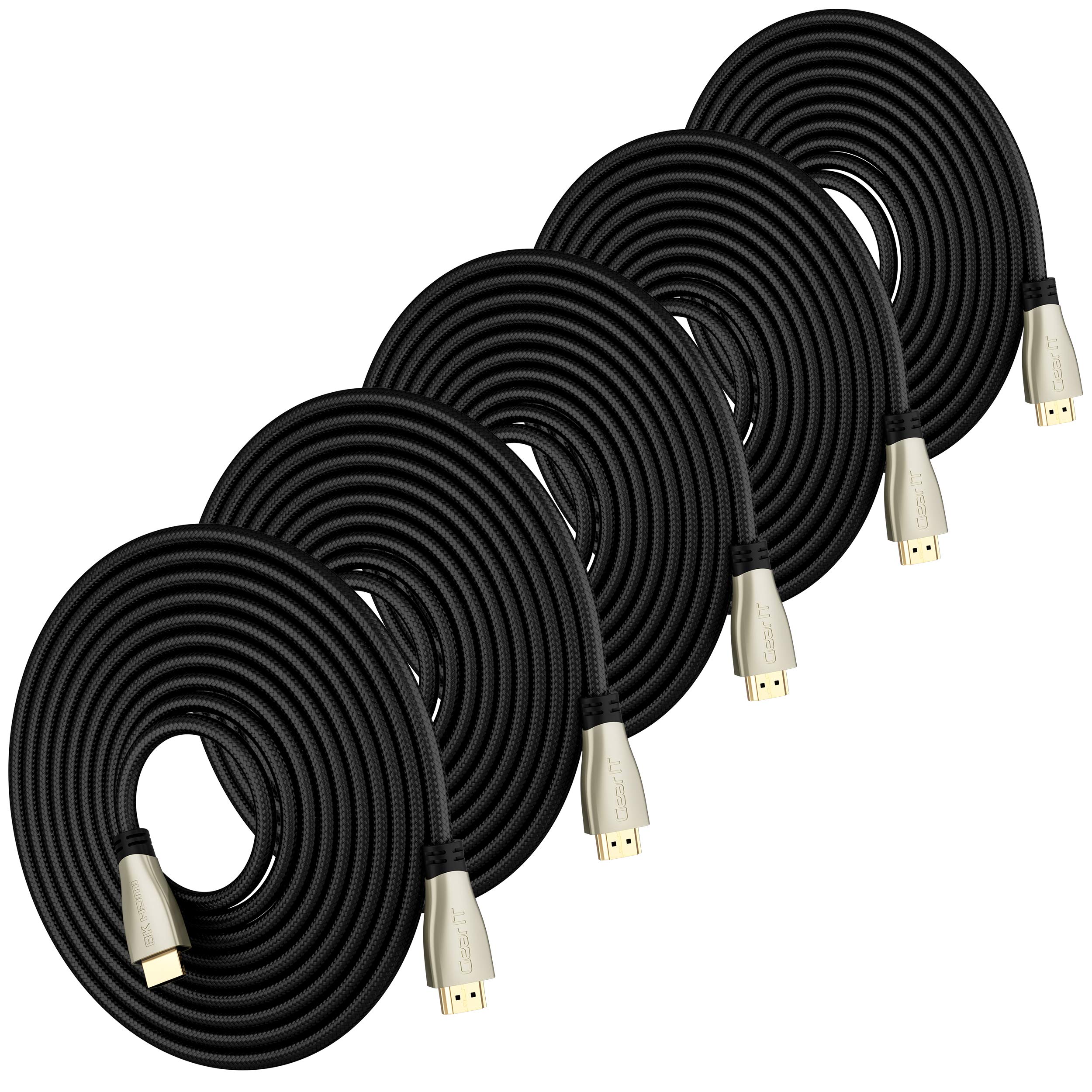 GearIT Premium trenzado HDMI 2.1 8K 60Hz 48Gpbs Cable 3 m 5 unidades