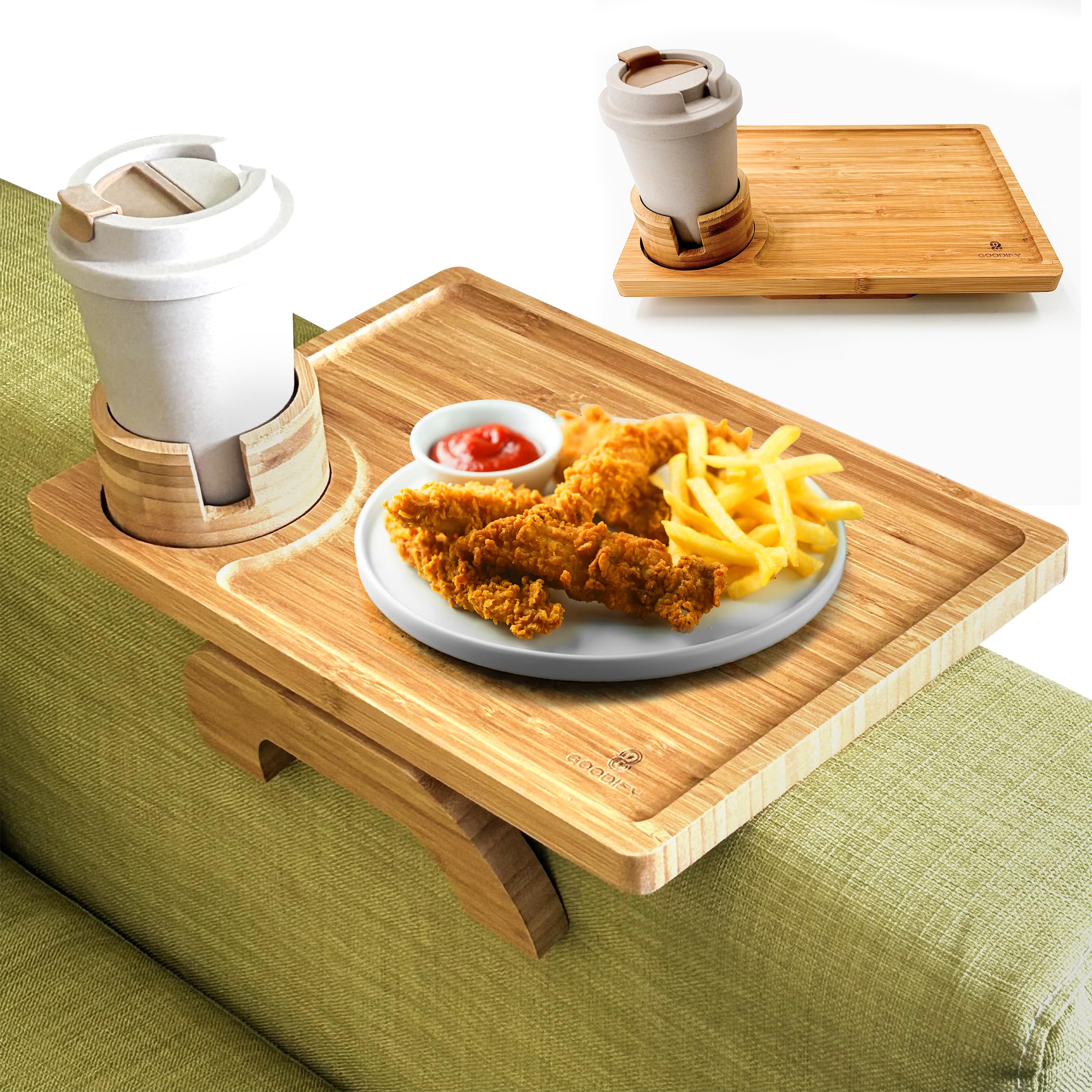 Bamboo Sofa Tray Table  Table Top Fire Pit (Black)