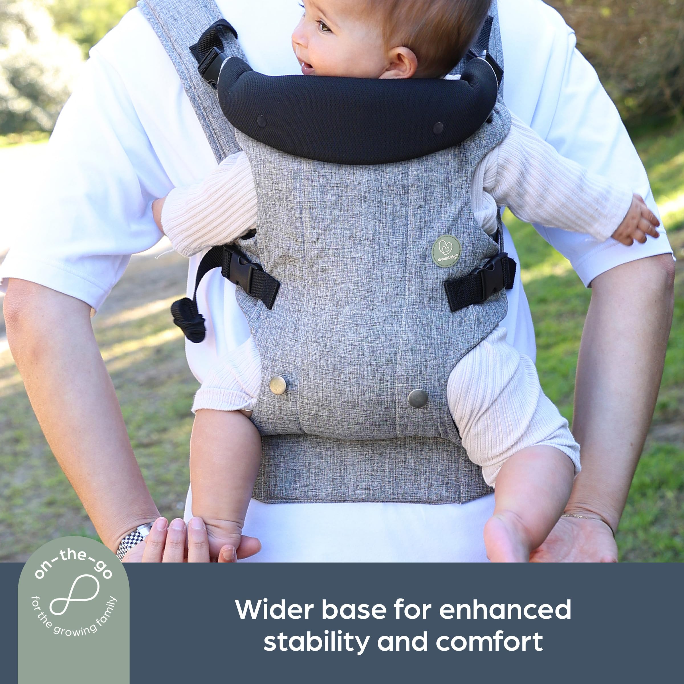 Dreambaby Journey regulowane nosidełko dla niemowląt 3 w 1 – wygodna i wszechstronna chusta dla wszystkich dorosłych – dla noworodka i malucha do 15 kg – nosidełko dla niemowląt i małych dzieci z