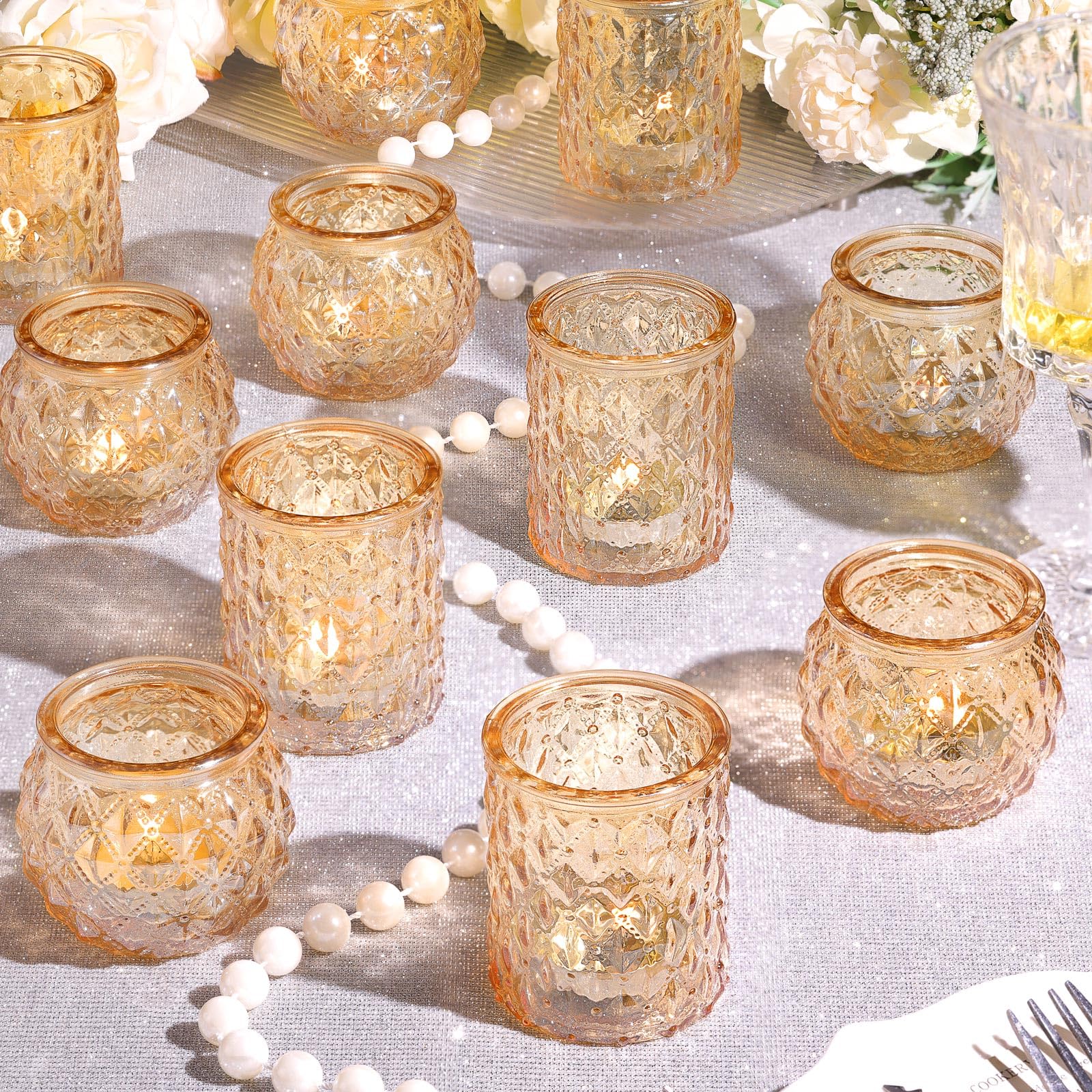 NITIME Lot de 12 photophores dorés assortis bougeoirs mariage décoration fête
