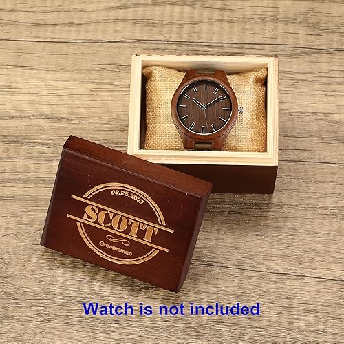 Miniatura 3 de Awerise Caja de reloj de madera grabada personalizada, organizador de relojes, regalos de padrino, caja de reloj personalizada