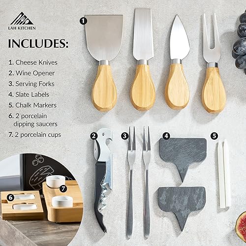 Miniatura 3 de LAH Kitchen Juego de regalo de tabla de embutidos grande bolsa de viaje aislada, bandejas de embutidos, tabla de queso de bambú para regalos de boda