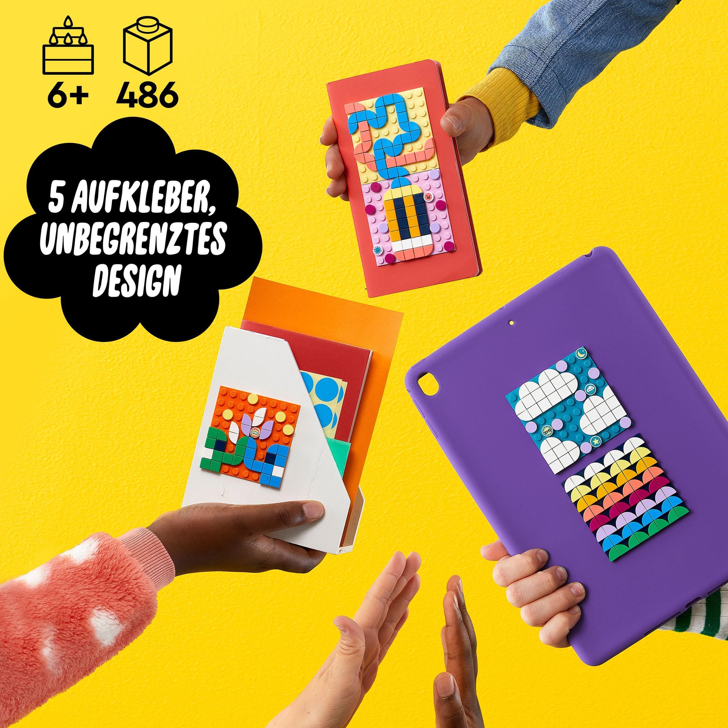 LEGO 41957 DOTS Kreativ-Aufkleber-Set, 5in1 DIY Bastelset für Kinder ab 6 Jahren, Spielzeug zum Basteln von personalisierten Mosaik-Aufklebern