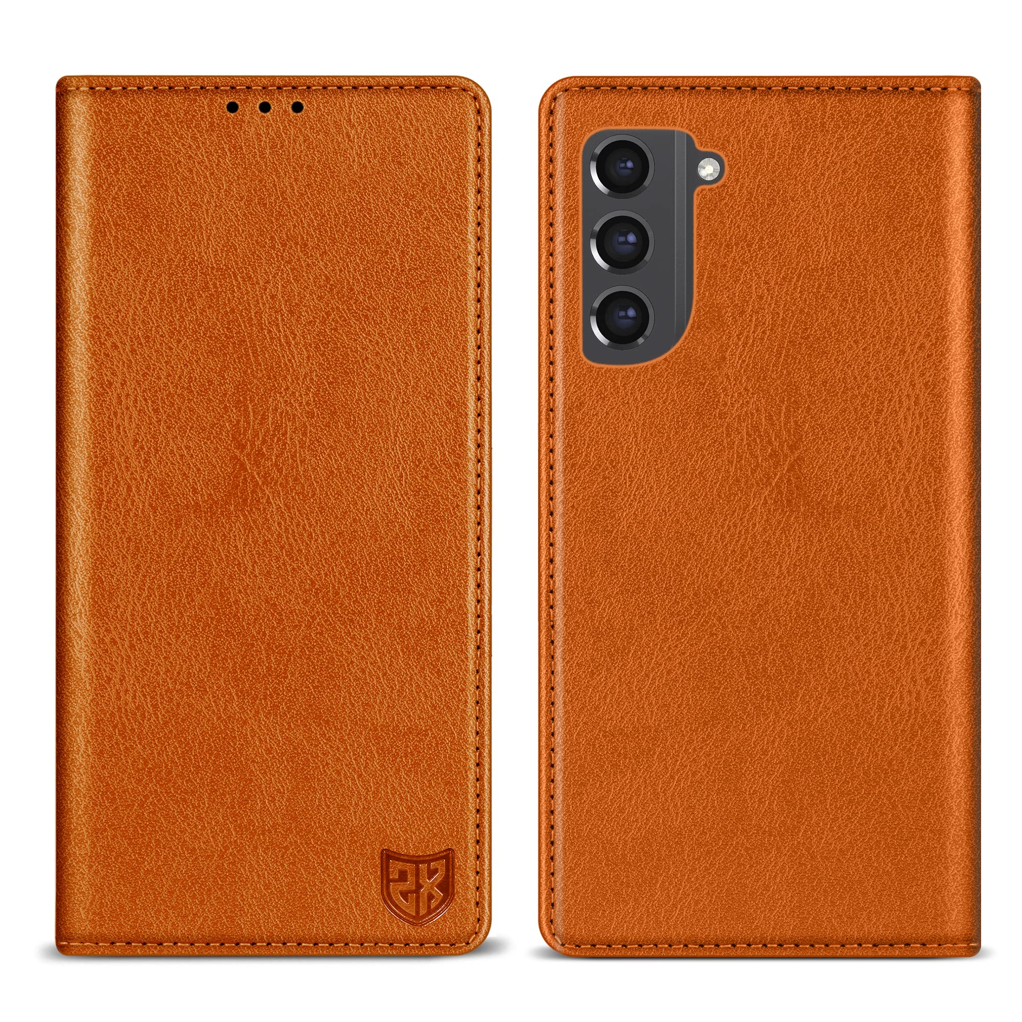 ZZXX for Galaxy S21 FE Wallet Case Strong Magnetic 6.4 inch,Brown