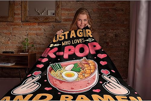 Miniatura 5 de Just Girl Who Loves K-Pop y Ramen - Manta súper suave y ligera, cómoda y esponjosa para cama, sofá y todas las estaciones, cálida, 50 x 40 pulgadas,
