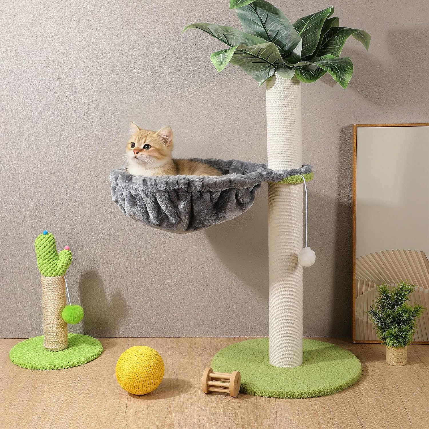 Toddmomy Cat Tree Hammock Replacement Large Deep Basket Soft Plush Add On Attachment for Indoor Cat Tower DIY Installation