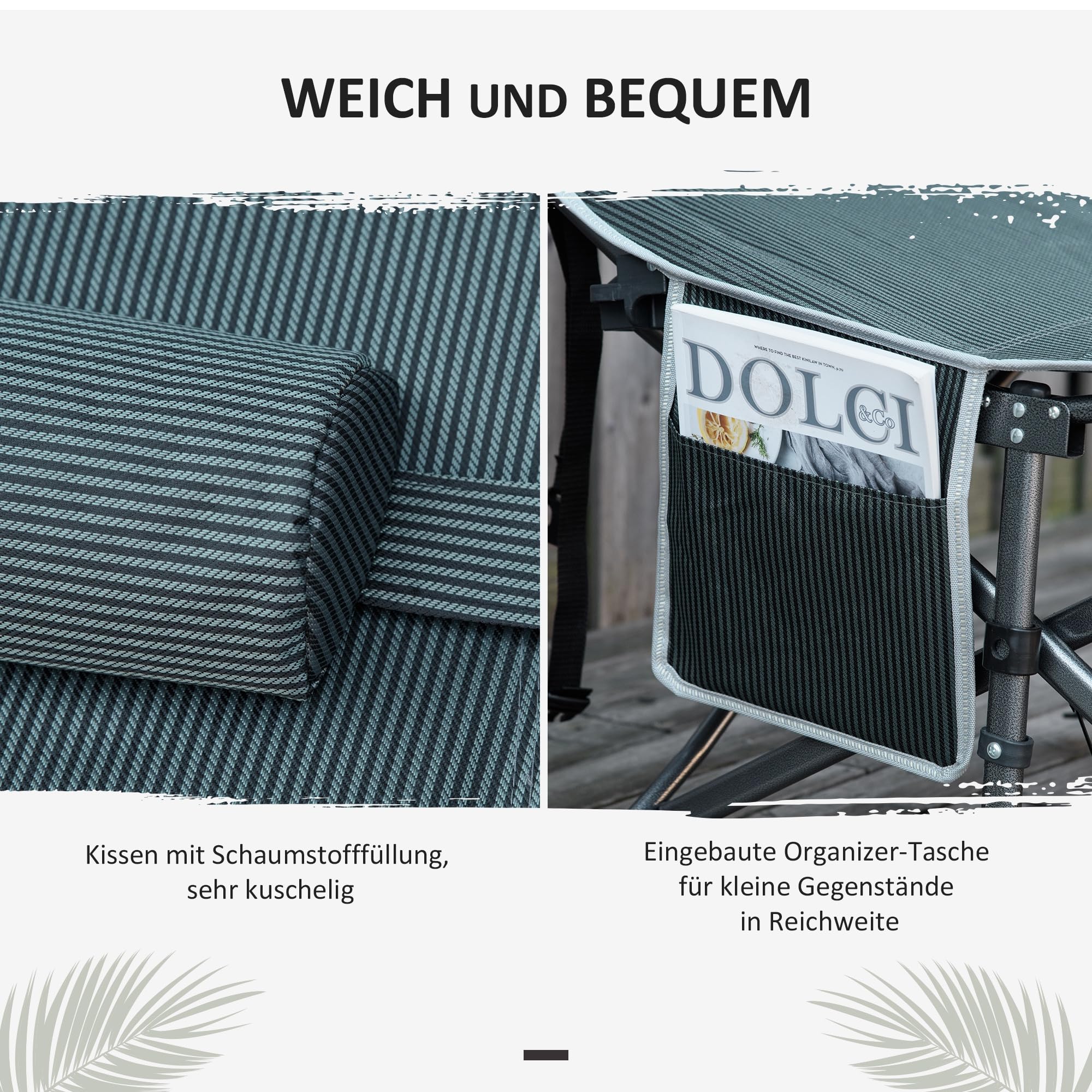 Outsunny Łóżko kempingowe, składane łóżko polowe, z poduszką pod głowę, kieszeń boczna, łóżko dla gości, obciążenie do 150 kg, w podróży, do aktywności na świeżym powietrzu, kolor szary, 188 x 64,5 x