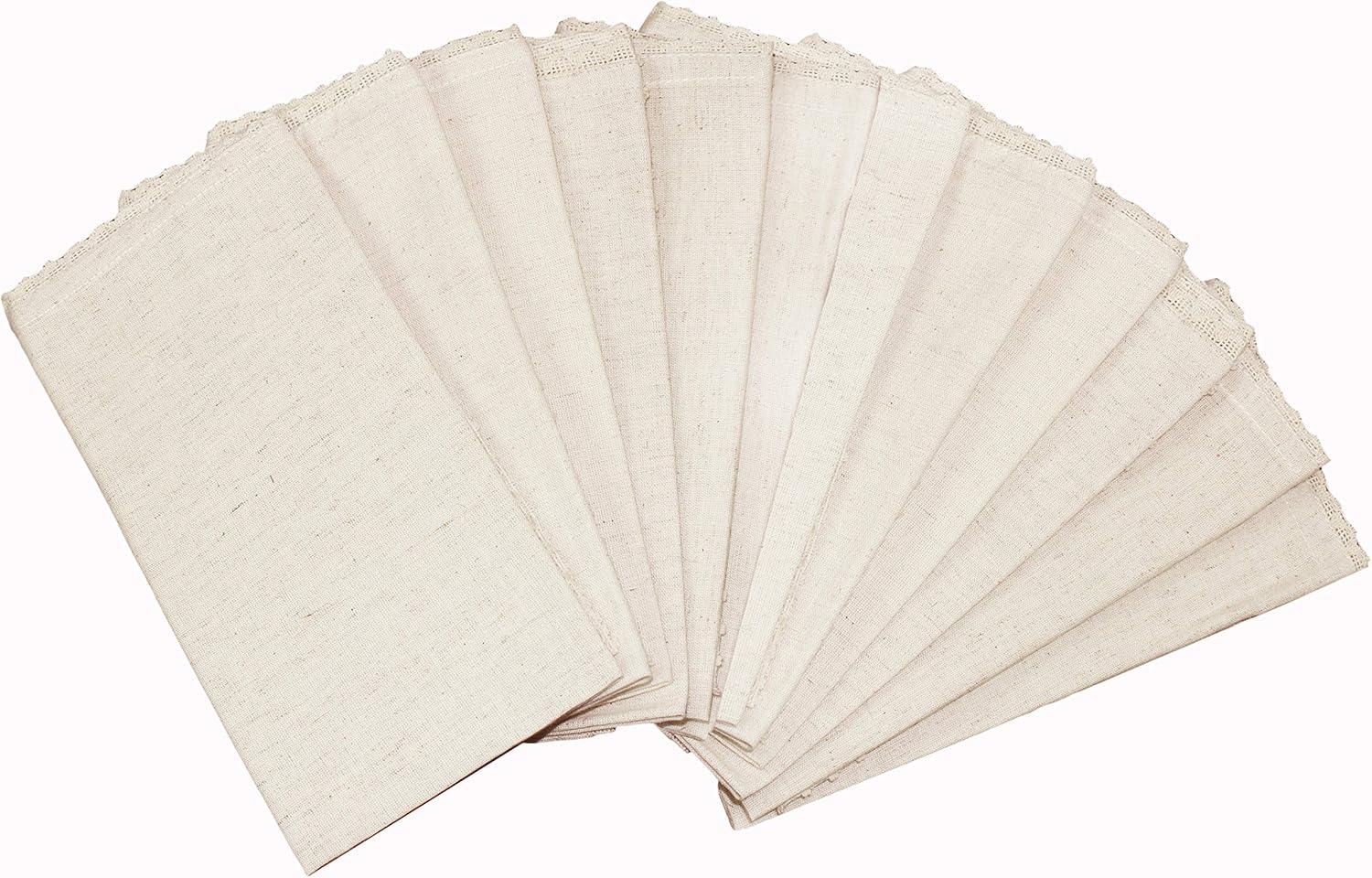 Blасk Frіdау Sаlе 2022 COTTON CRAFT Delilah Set of 12 Linen Lace Dinner Napkins, 20 inch x 20 inch, Natural