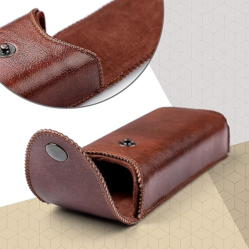 Miniatura 7 de Hard Eyeglass Case With Belt Loop, PU Leather Glasses Case, Eyeglasses Cases, Reading Glass Case, Spectacles Box For Eyeglass, Classic Style Brown