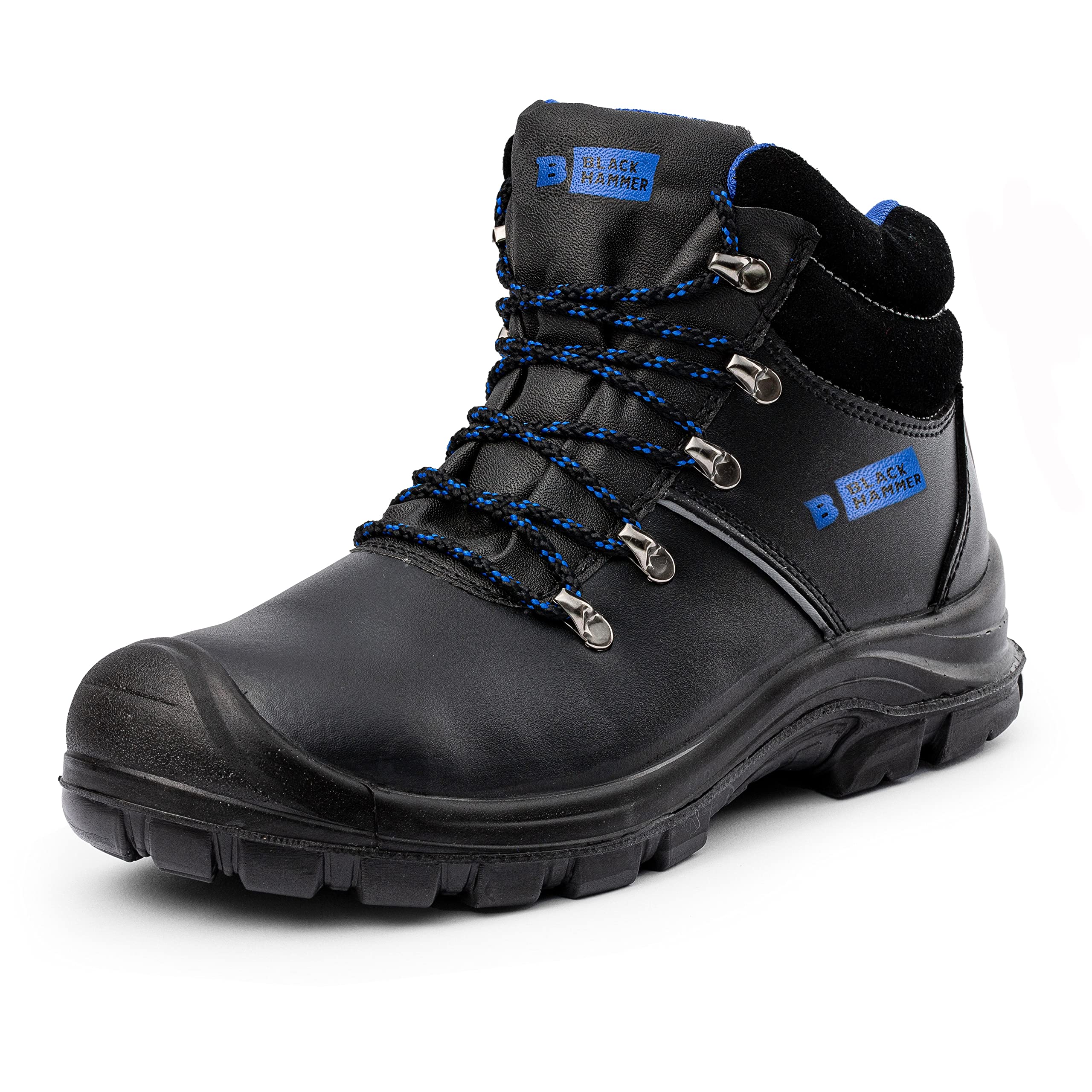 Black Hammer Mens Safety Boots Work Shoes Leather Steel Toe Cap Working Ankle Lightweight Footwear S3 SRC 8822 (6 UK)