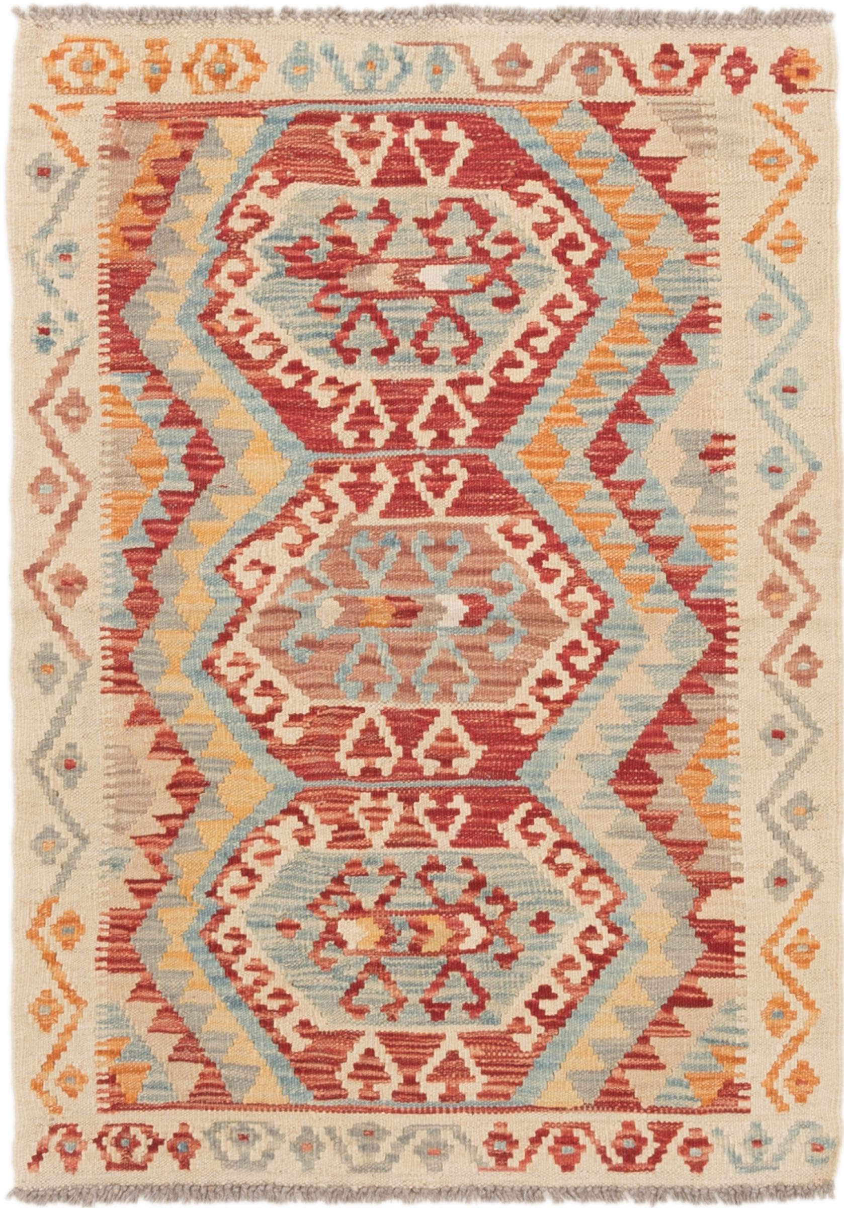 Tapis Kilim afghan 86x118 cm en laine pour réchauffer l'ambiance de votre salon ou bureau