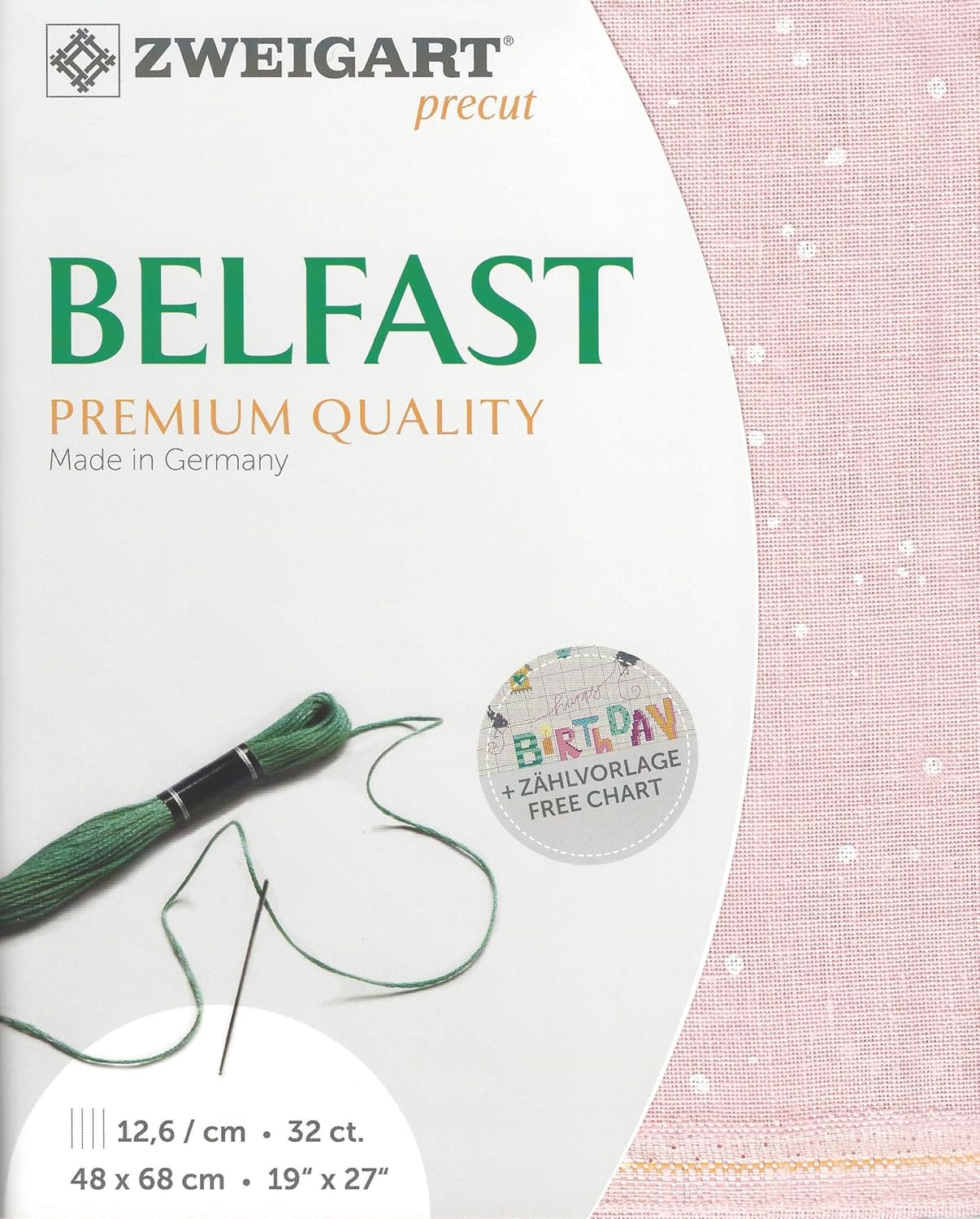 Wizardi Belfast Splash 32 Count Powder Pink Splash 3609/4279. Needlework Canvas, Cross-Stitch Fabric, Embroidery Cloth, Needlepoint Canvas. 100% Linen. Precut Zweigart