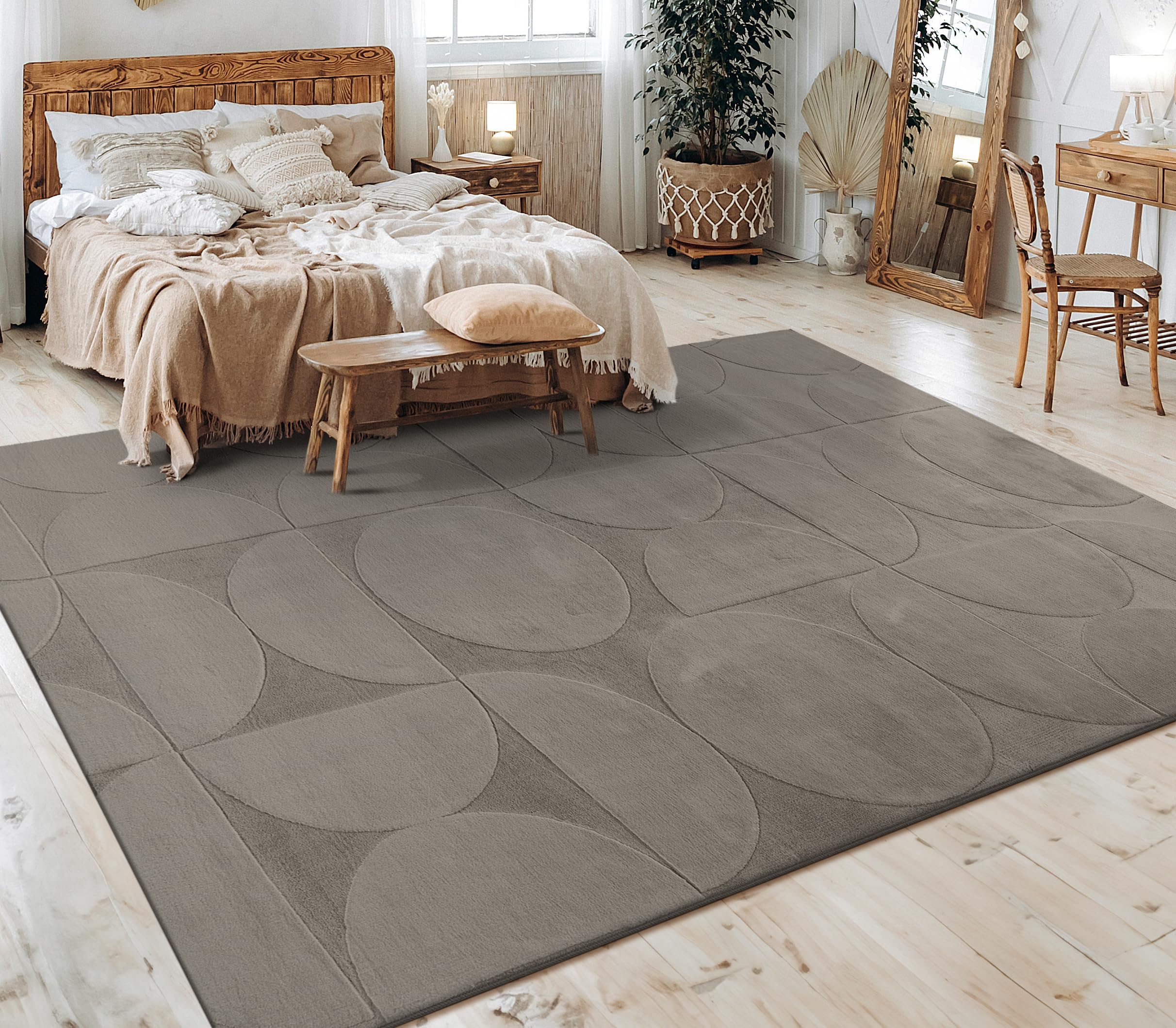 Paco Home Teppich Wohnzimmer Schlafzimmer Kurzflor Skandinavisches Boho Muster Geometrisch Rauten Motiv Einfarbig Weich Modern, Grösse:120x160 cm, Farbe:Grau 6