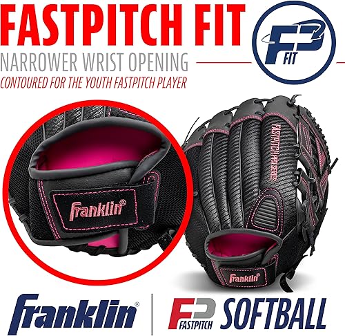 Miniatura 5 de Franklin Sports - Guantes de softball de la serie profesional Fastpitch, mano derecha o izquierda, tallas para adultos y jóvenes de 11, 11.5, 12,