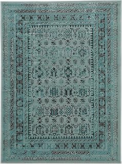benuta Nest Teppich Antique - Kunstfaser - Outdoor geeignet - Rechteckig & im Style: Bordüre, Vintage, Orient Style - Pflegeleicht für Wohnzimmer Schlafzimmer | Türkis | 120x170 cm