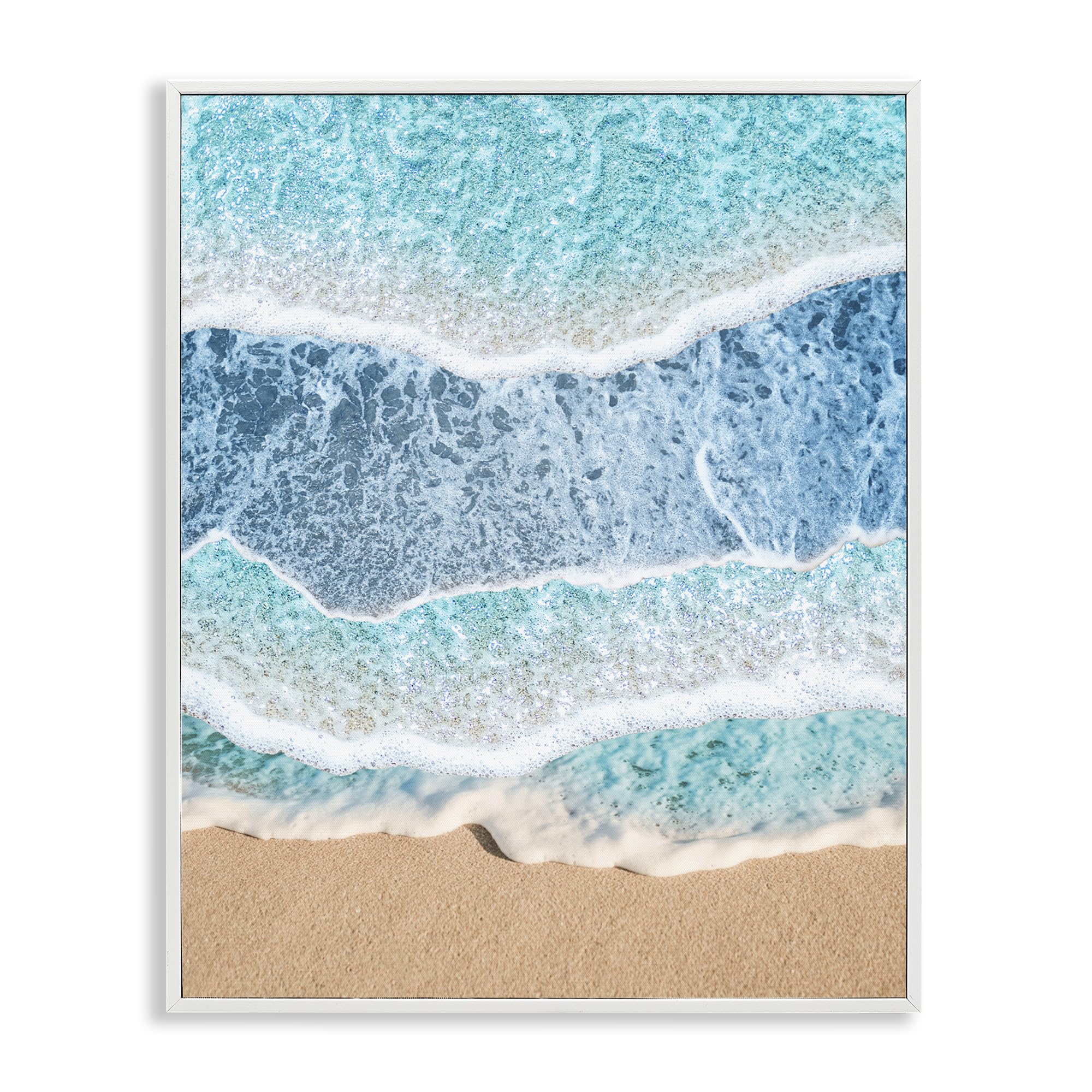 Stupell Industries 'Overlapping Shore Waves', Framed Giclee Art, White, 24 x 30 Inches, Easy to Hang and Sturdy, Made in USA, by Jesse Keith