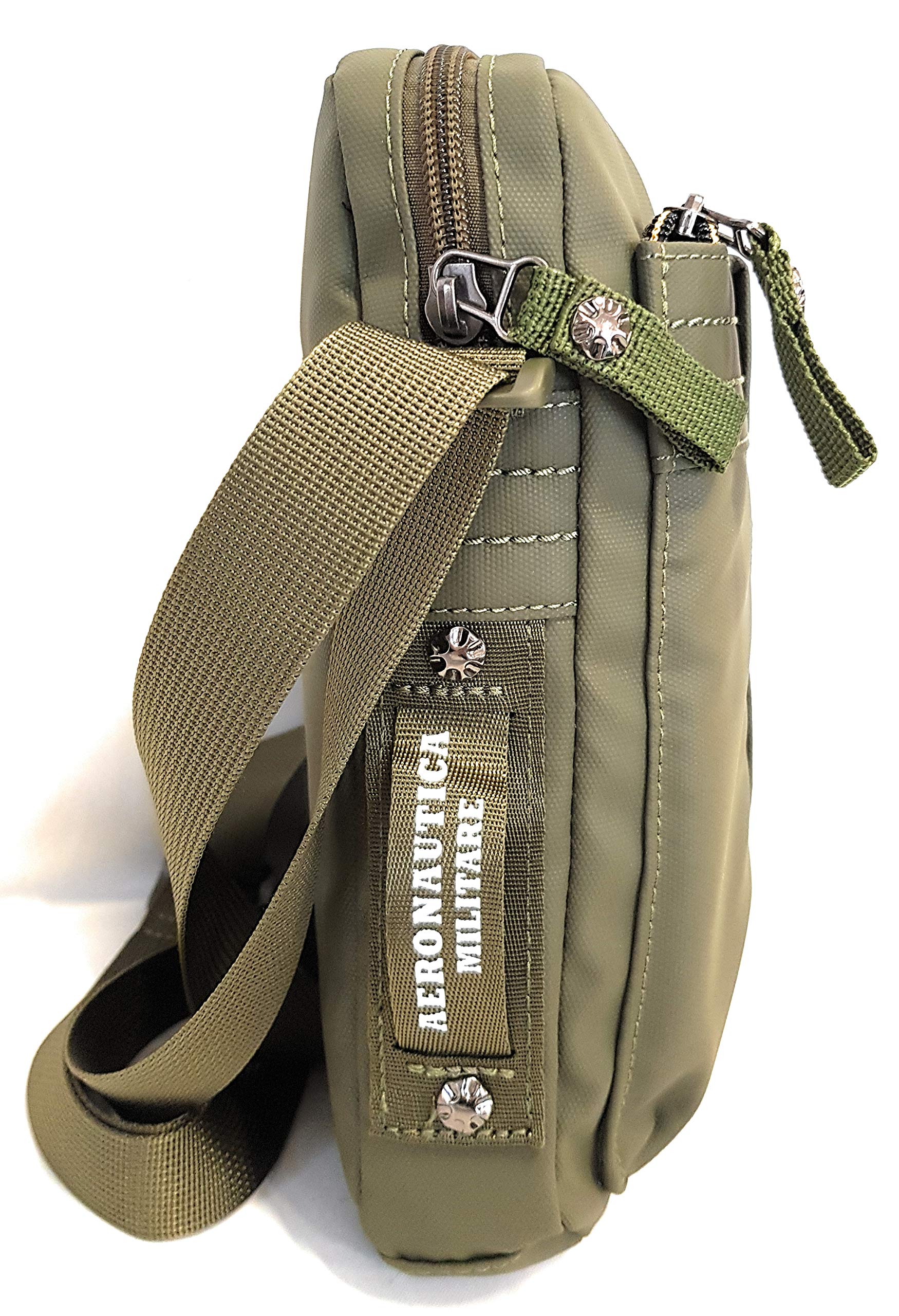 Aeronautica Militare Linea Frecce Borsello a tracolla Uomo in tessuto tecnico gommato Verde AM341 19x23x7 cm