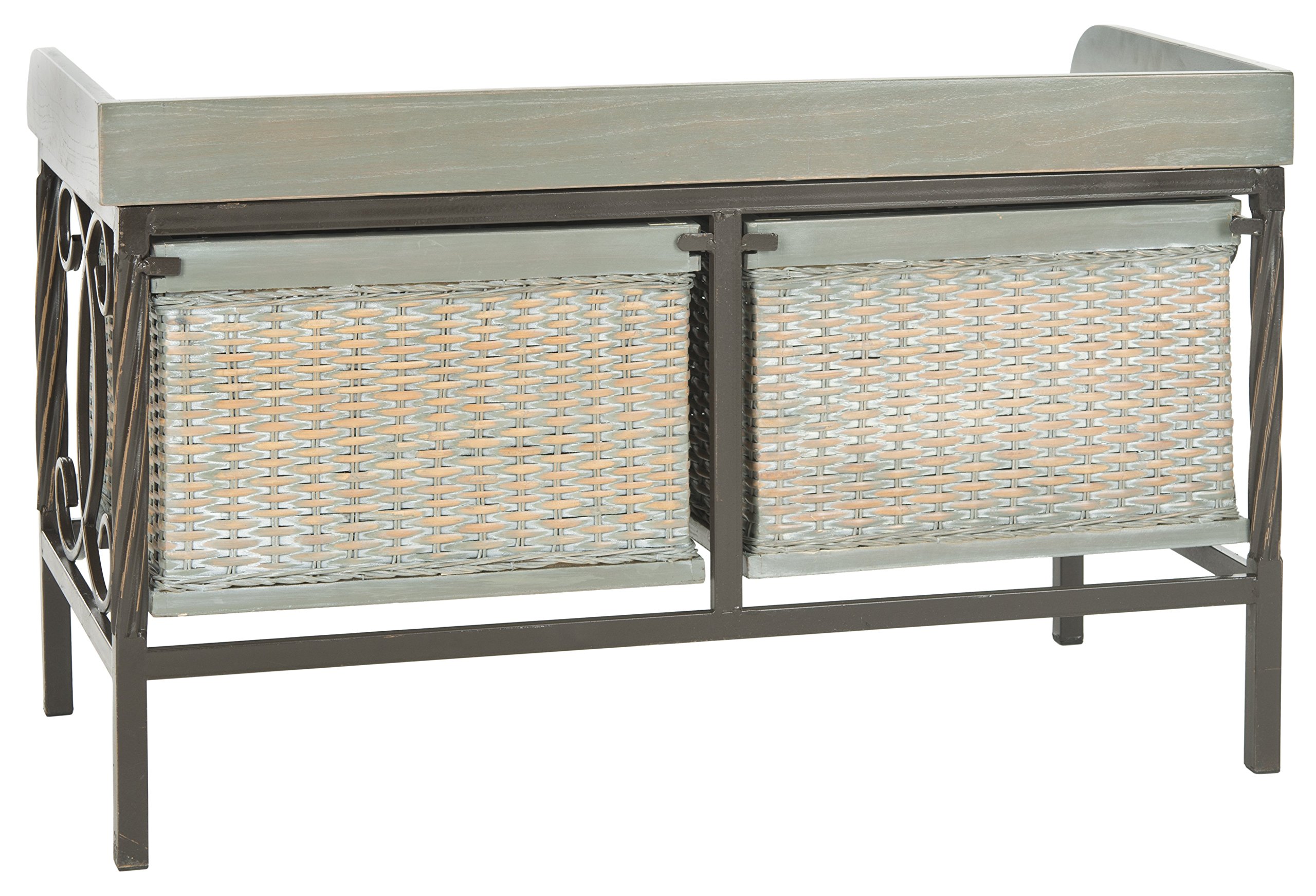 Safavieh Rustic Indoor Bench in Antique Pewter and French Grey, 40 X 85 X 50