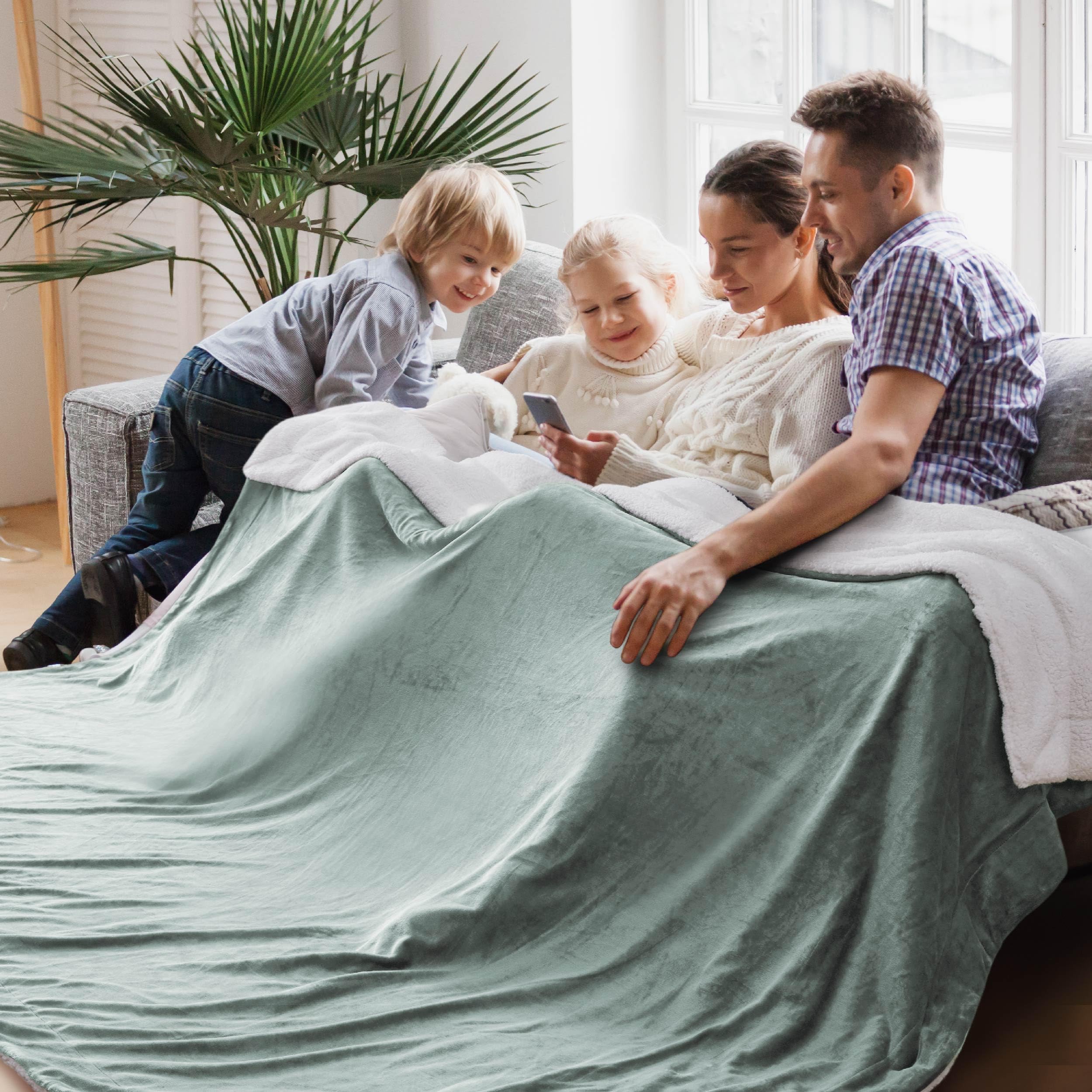Bedsure GentleSoft Sherpa Fleece Cal King Blankets for Bed, Non-Heated, Thick and Warm Oversized Throw for Women and Men, Soft Fuzzy Plush Large Blanket for Winter, Sage Green, 112x98 Inches