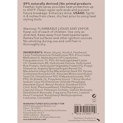 Miniatura 8 de Nueces de Macadamia térmicos profesionales Protectant Spray5ozTodo el pelo TexturasProtección de hasta 450FSulfato el gluten  paraben última