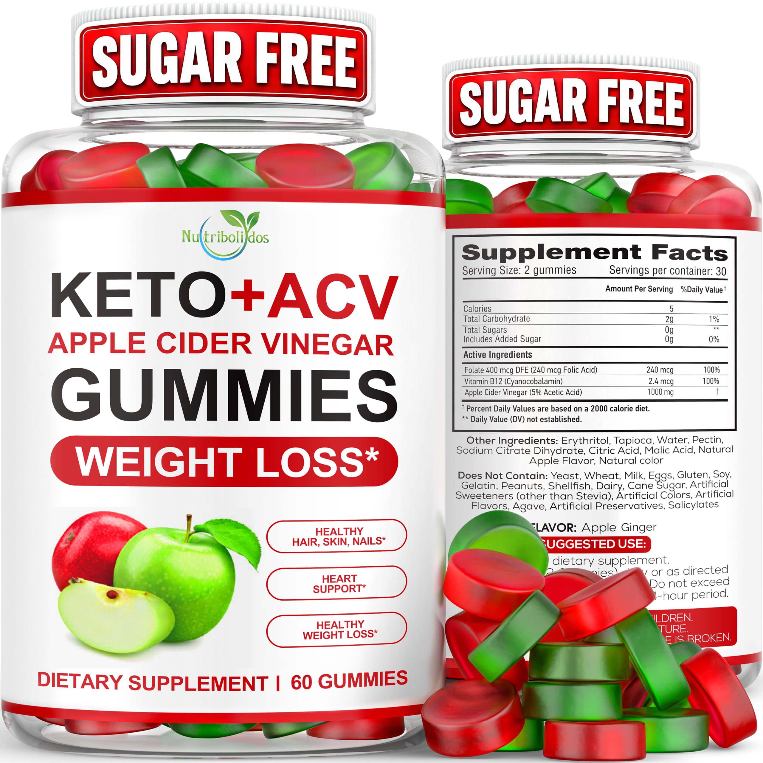 Keto ACV Gummies Advanced Weight Loss - Zero Sugar with Apple Cider Vinegar