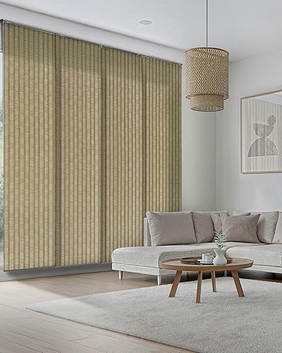 Miniatura 19 de GoDear Design cortina de panel deslizante ajustable de lujo sheer 45.8"- 86" de ancho x 96" de alto, riel extensible, tela tejida natural que