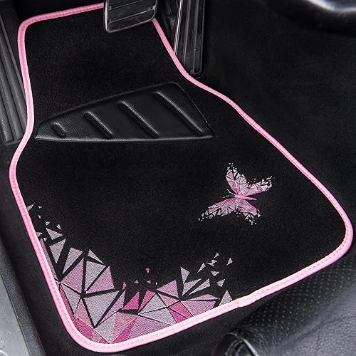 Miniatura 3 de CAR PASS Alfombrillas universales bordadas geométricas de mariposa para automóvil con almohadilla para el talón, impermeables, puntas
