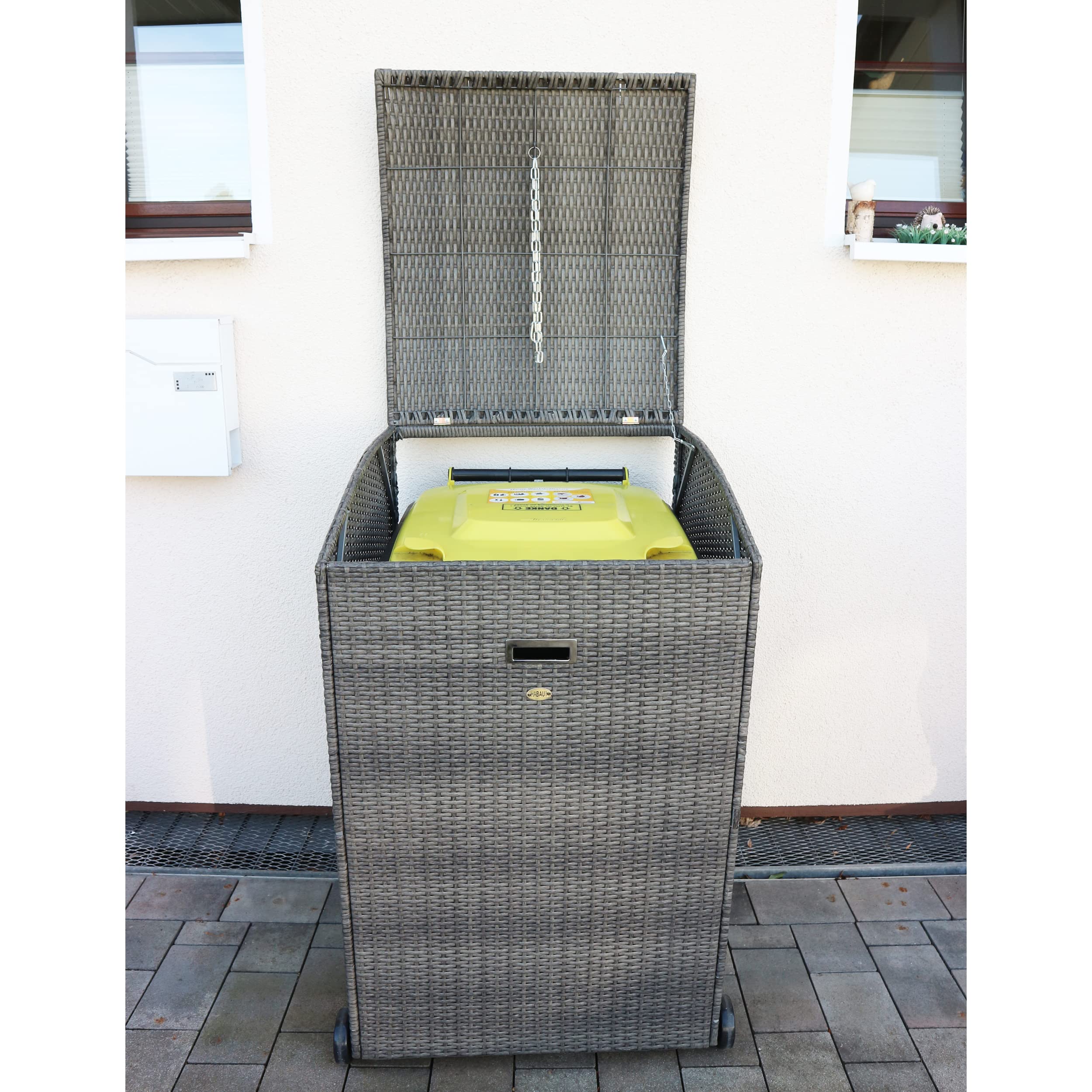 HABAU Mülltonnenbox aus Polyethylen, Mülltonnenverkleidung für 120 und 240 Liter Abfalltonnen