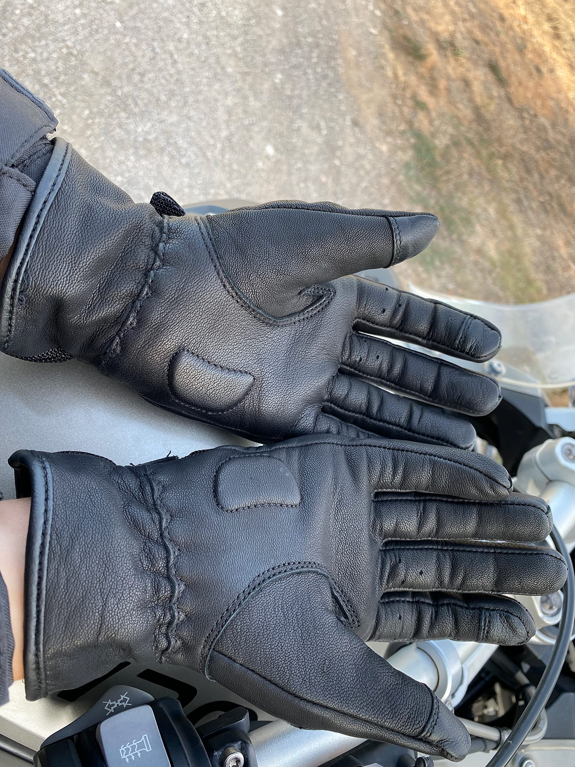 Butterfly Gold | Guanti Moto Estivi da Donna in Pelle Traforata con Imbottitura Tempa Foam e Protezioni in Tpu - Omologati, Nero Oro, XL