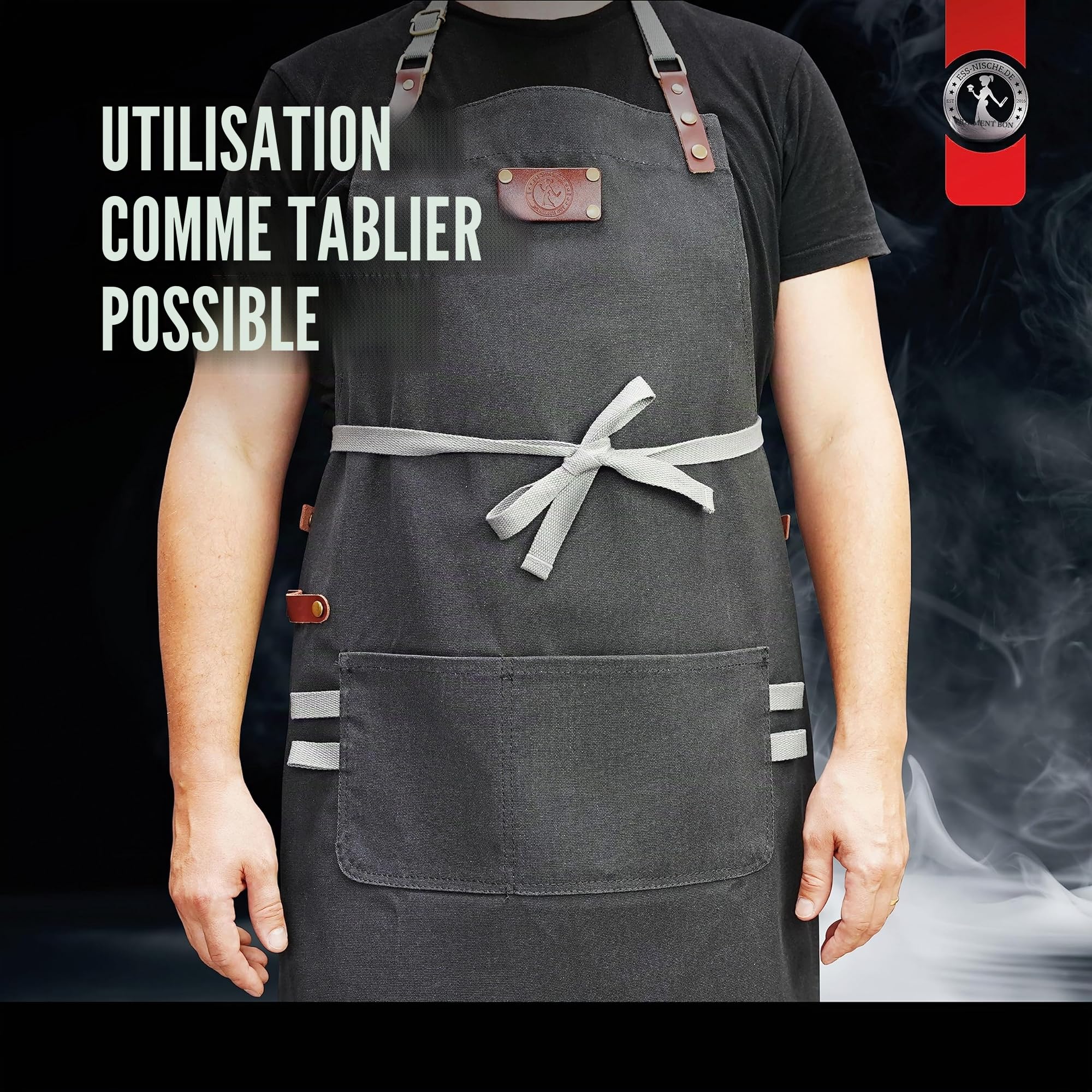 Ess-Nische® Tablier de cuisine Tablier de barbecue pour hommes et femmes - Idéal comme cadeau pour hommes, grand-mère ou grand-père