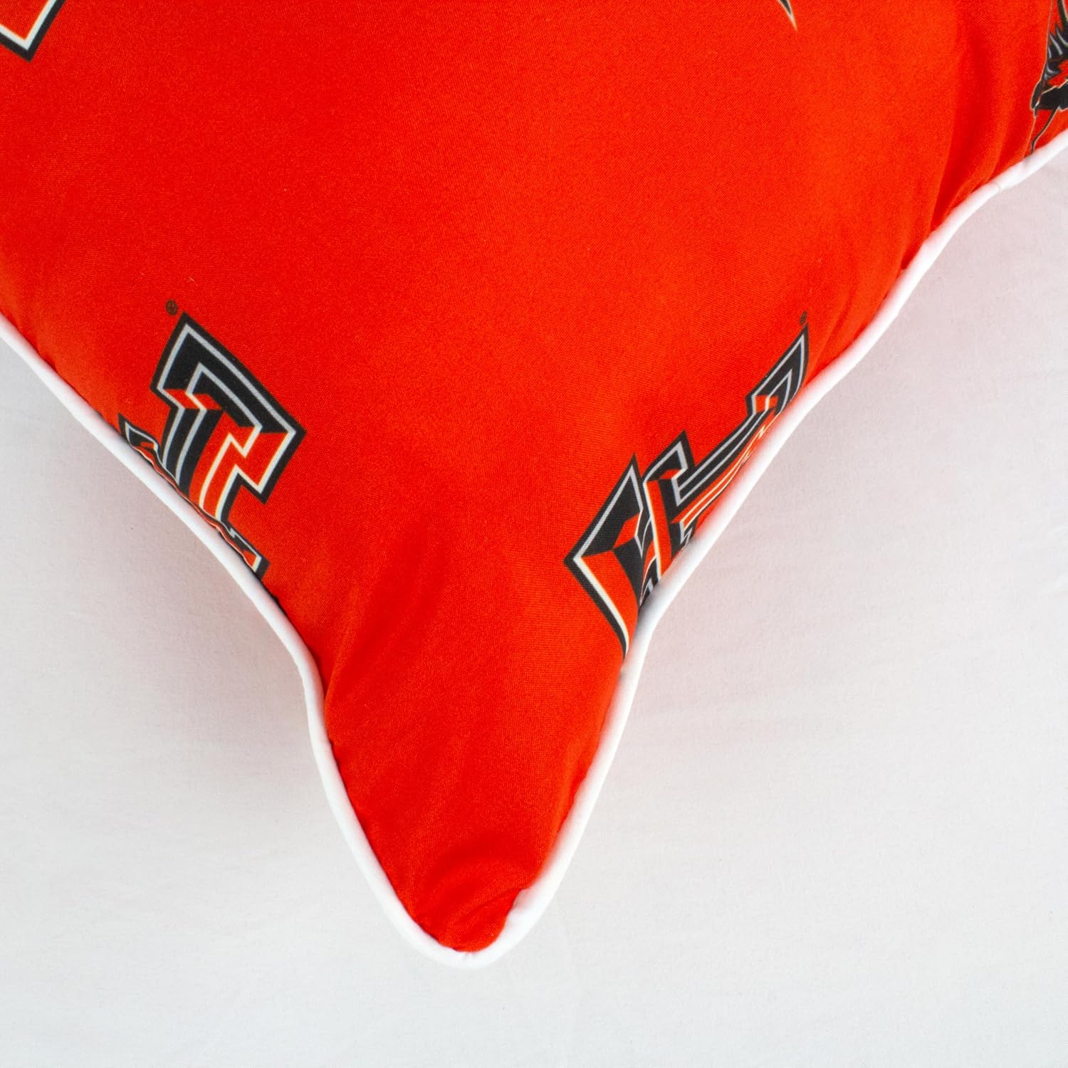 College Covers Everything Comfy Texas Tech Red Raiders 16" x 16" Decorative Pillow, Includes 2 Pillows