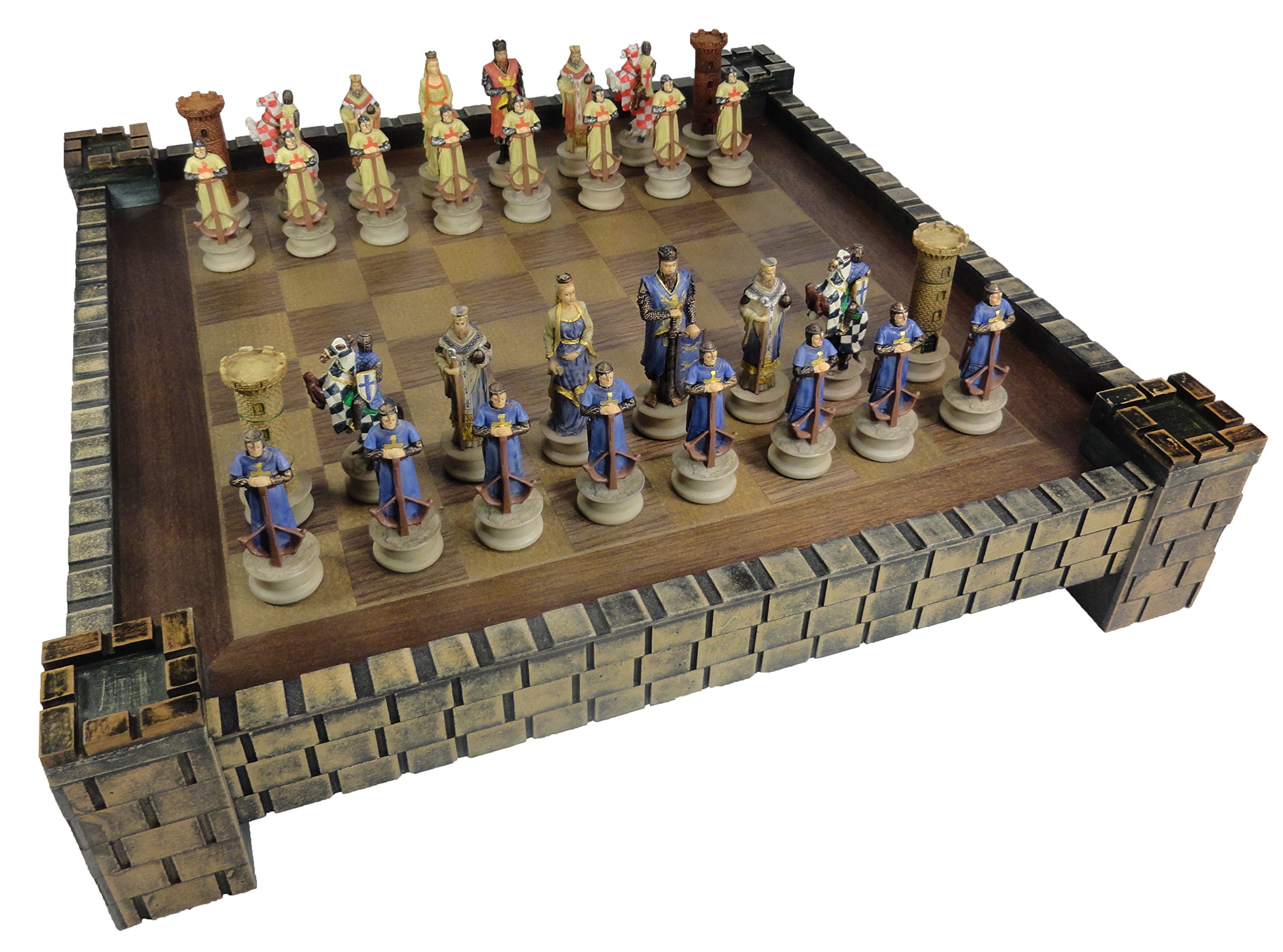 HPLMediaeval Times Sir Richard Knights Chess Set W/ 43cm Castle Fortress Board